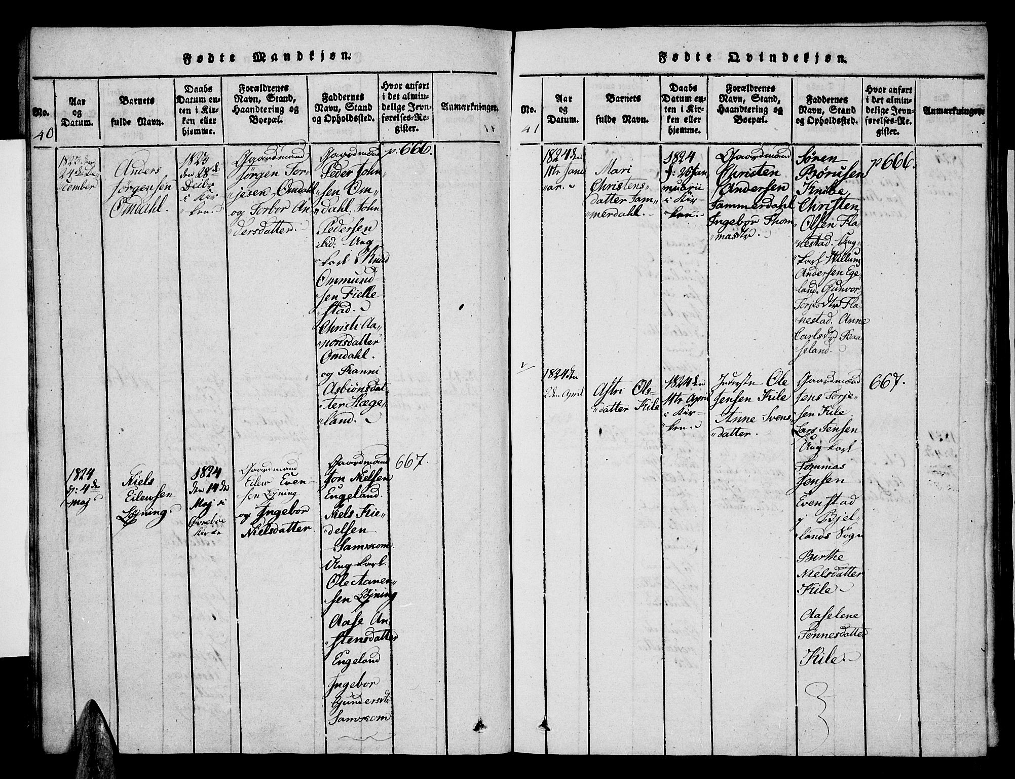 Vennesla sokneprestkontor, SAK/1111-0045/Fa/Faa/L0003: Parish register (official) no. A 3, 1820-1834, p. 40-41