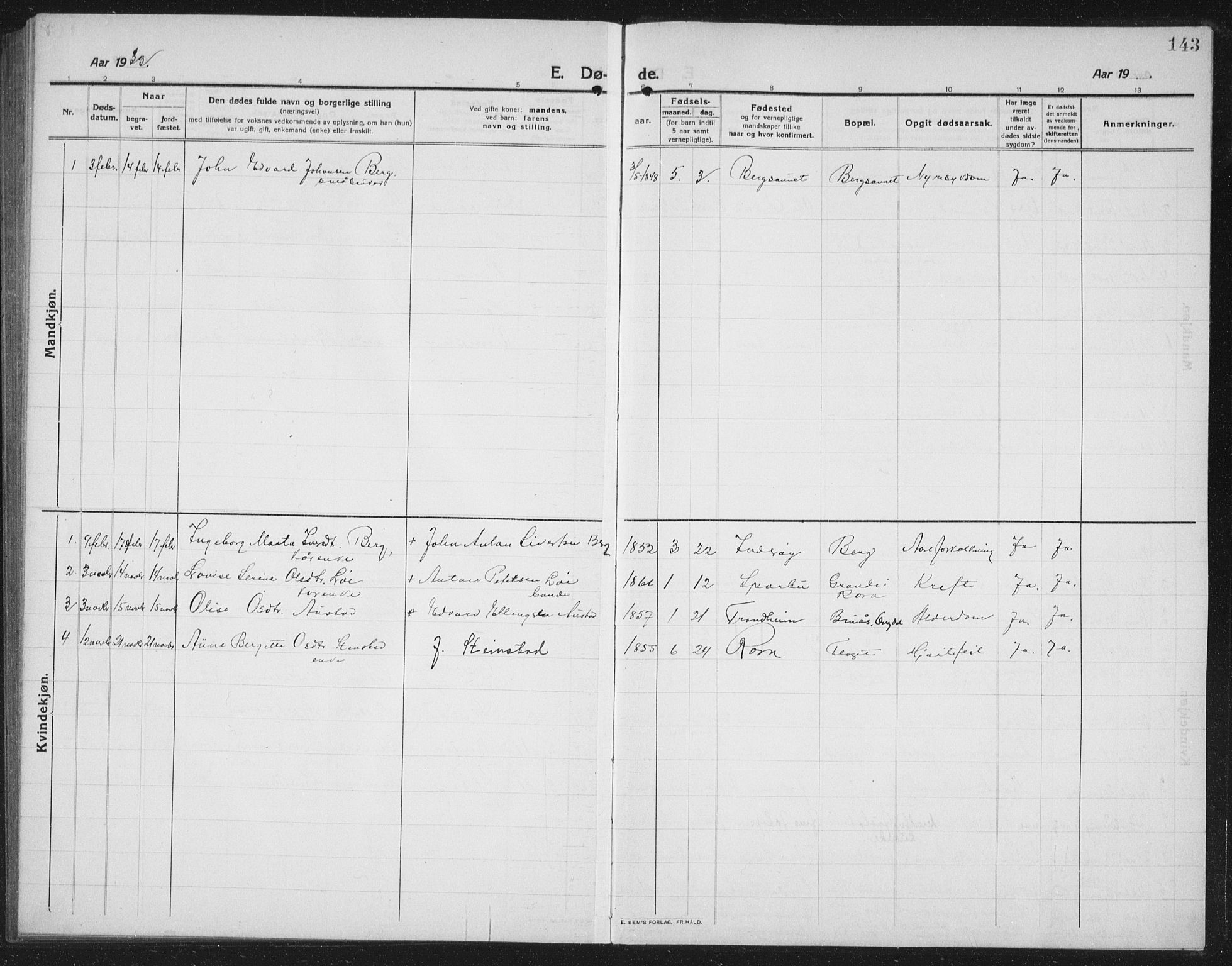 Ministerialprotokoller, klokkerbøker og fødselsregistre - Nord-Trøndelag, AV/SAT-A-1458/731/L0312: Parish register (copy) no. 731C03, 1911-1935, p. 143