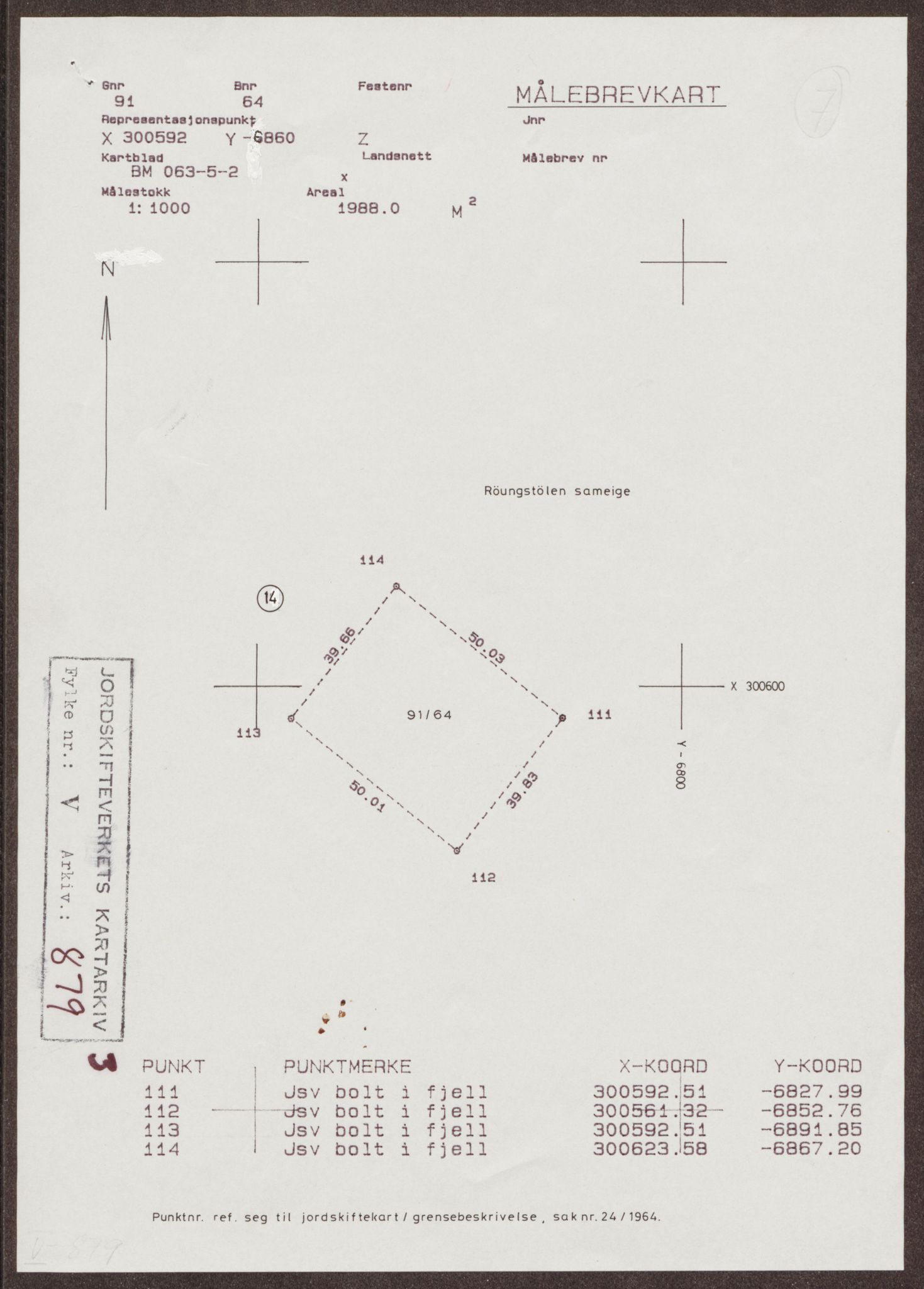 Jordskifteverkets kartarkiv, RA/S-3929/T, 1859-1988, p. 1206