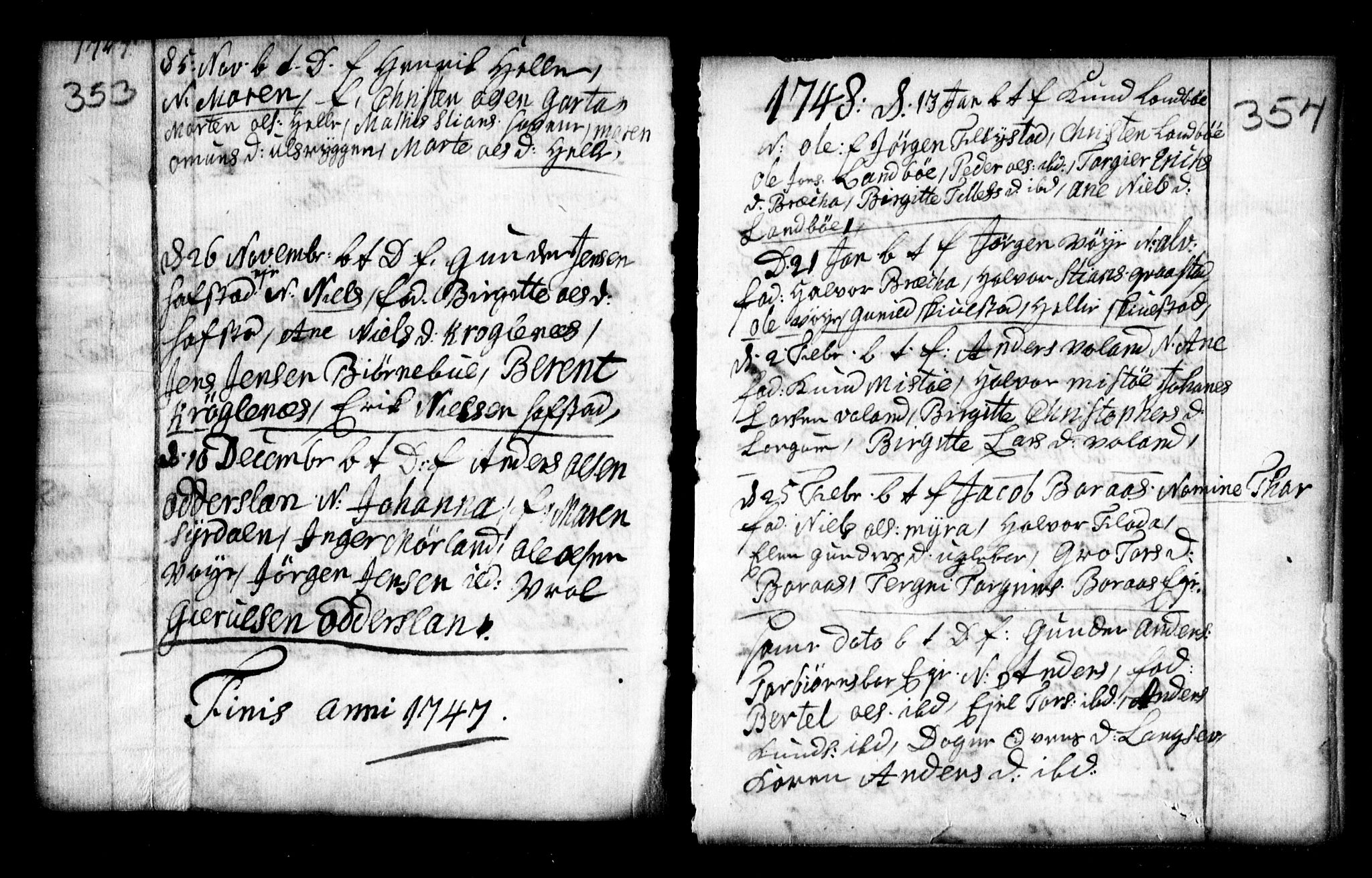 Holt sokneprestkontor, AV/SAK-1111-0021/F/Fa/L0002: Parish register (official) no. A 2, 1739-1753, p. 353-354