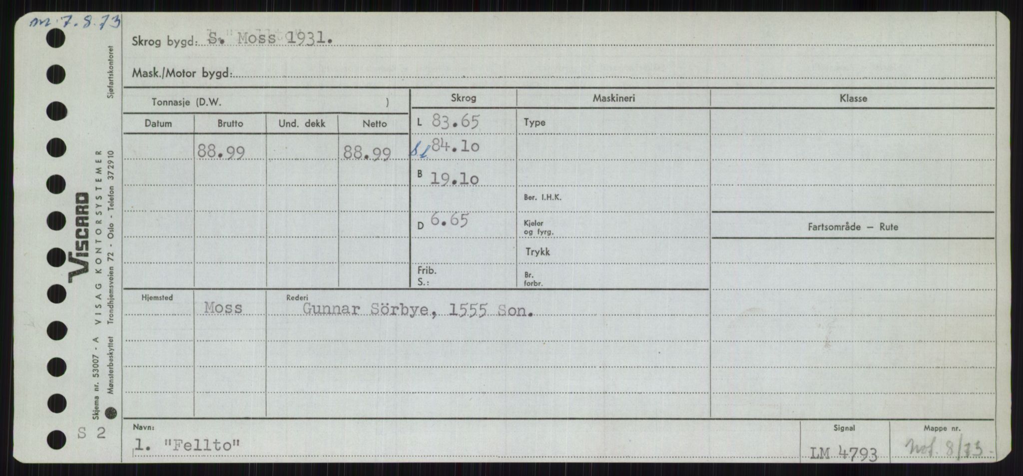 Sjøfartsdirektoratet med forløpere, Skipsmålingen, RA/S-1627/H/Hc/L0001: Lektere, A-Y, p. 181