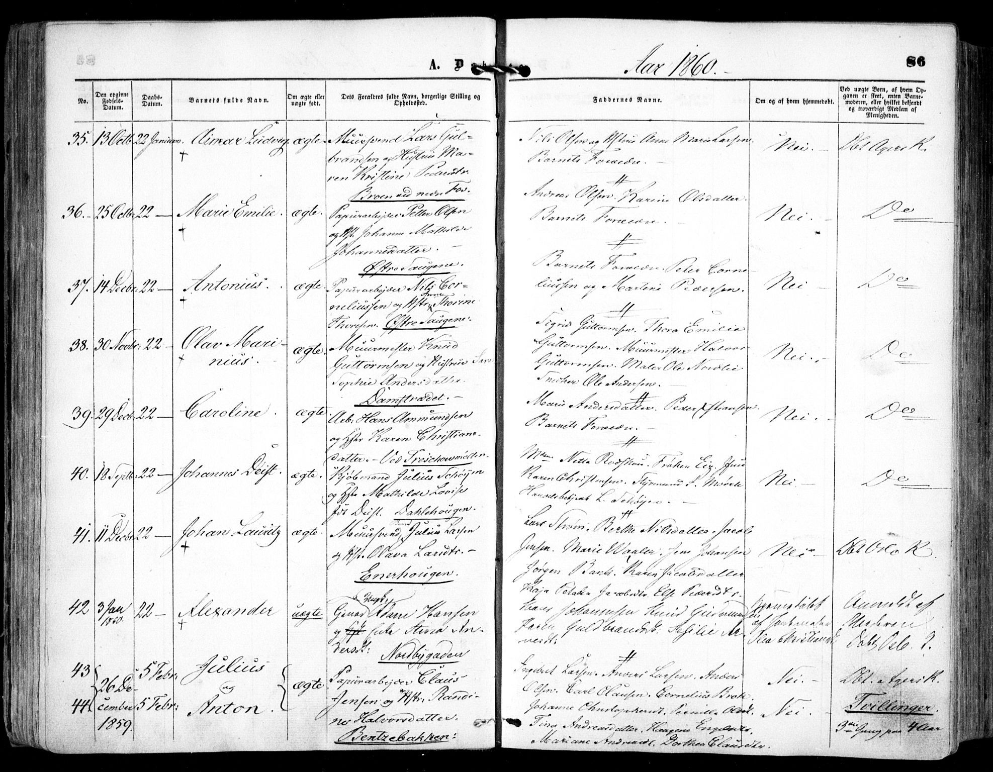 Grønland prestekontor Kirkebøker, AV/SAO-A-10848/F/Fa/L0001: Parish register (official) no. 1, 1859-1861, p. 86