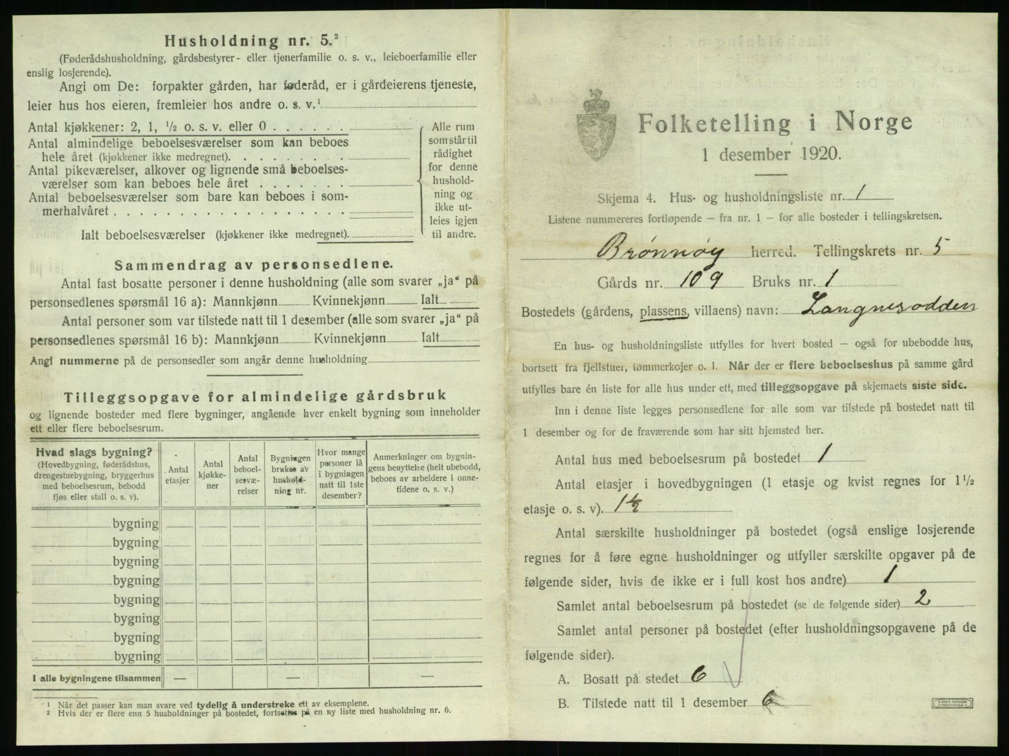 SAT, 1920 census for Brønnøy, 1920, p. 424