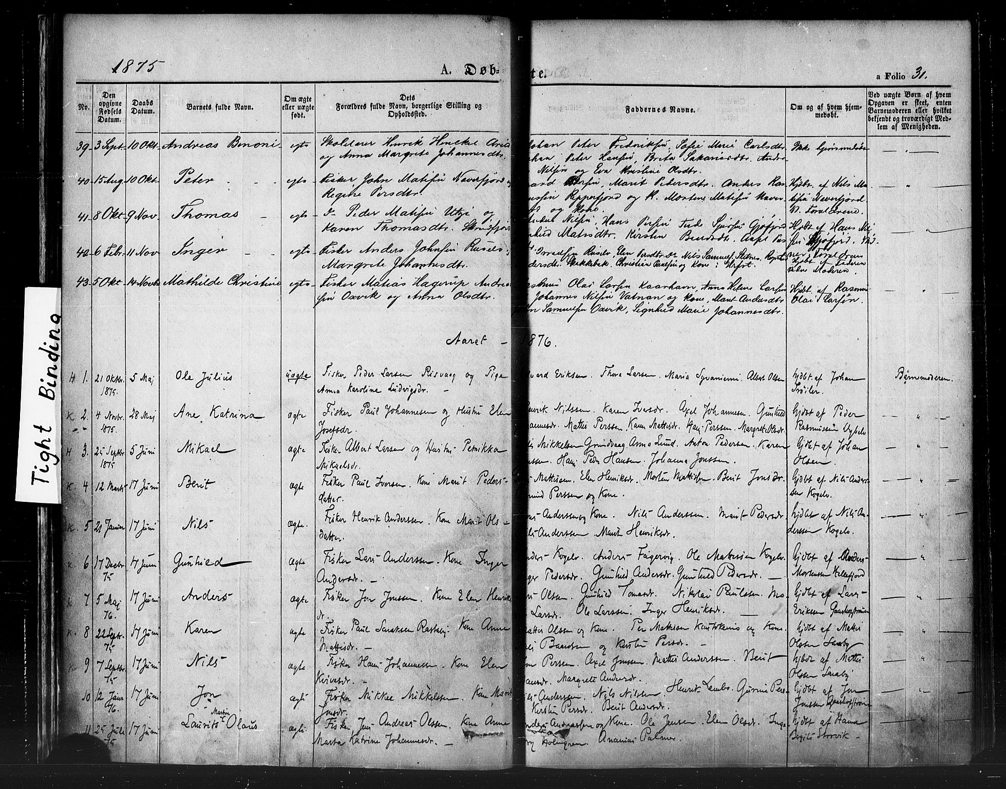 Hammerfest sokneprestkontor, SATØ/S-1347/H/Ha/L0007.kirke: Parish register (official) no. 7, 1869-1884, p. 31