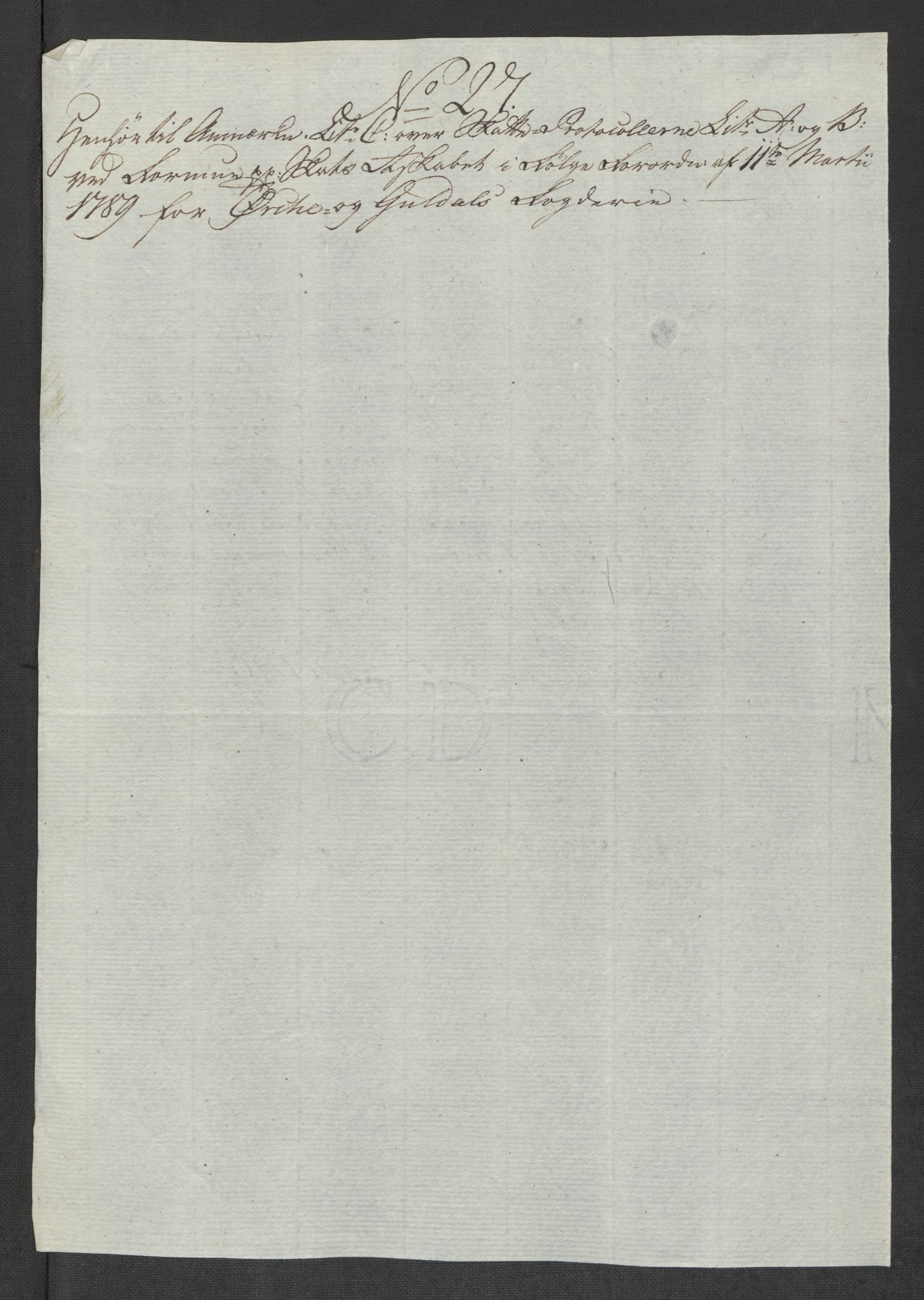 Rentekammeret inntil 1814, Reviderte regnskaper, Mindre regnskaper, AV/RA-EA-4068/Rf/Rfe/L0032: Numedal og Sandsvær fogderi, Orkdal og Gauldal fogderi, 1789, p. 189