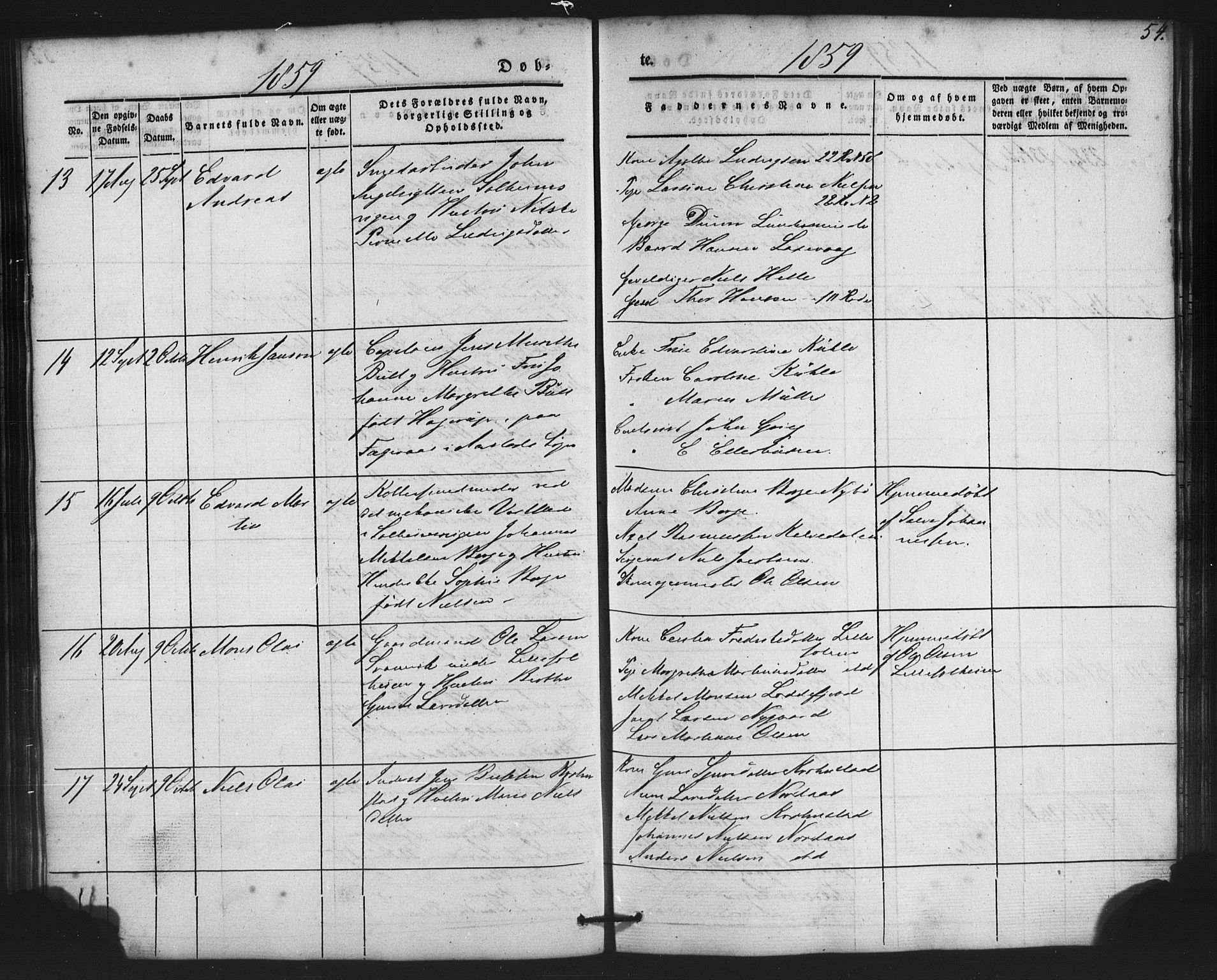 St. Jørgens hospital og Årstad sokneprestembete, AV/SAB-A-99934: Parish register (copy) no. A 2, 1843-1863, p. 54