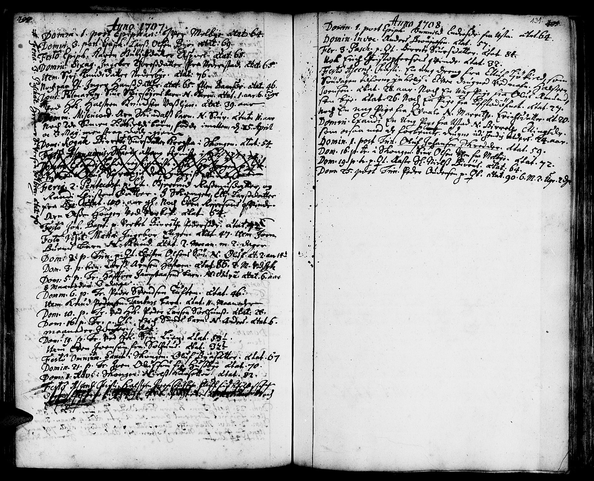 Ministerialprotokoller, klokkerbøker og fødselsregistre - Sør-Trøndelag, SAT/A-1456/668/L0801: Parish register (official) no. 668A01, 1695-1716, p. 130-131