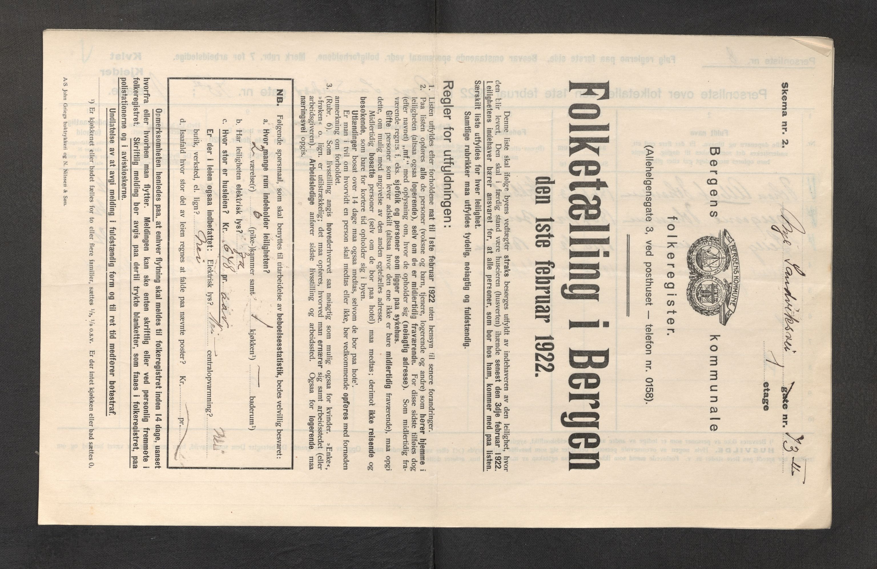 SAB, Municipal Census 1922 for Bergen, 1922, p. 35325