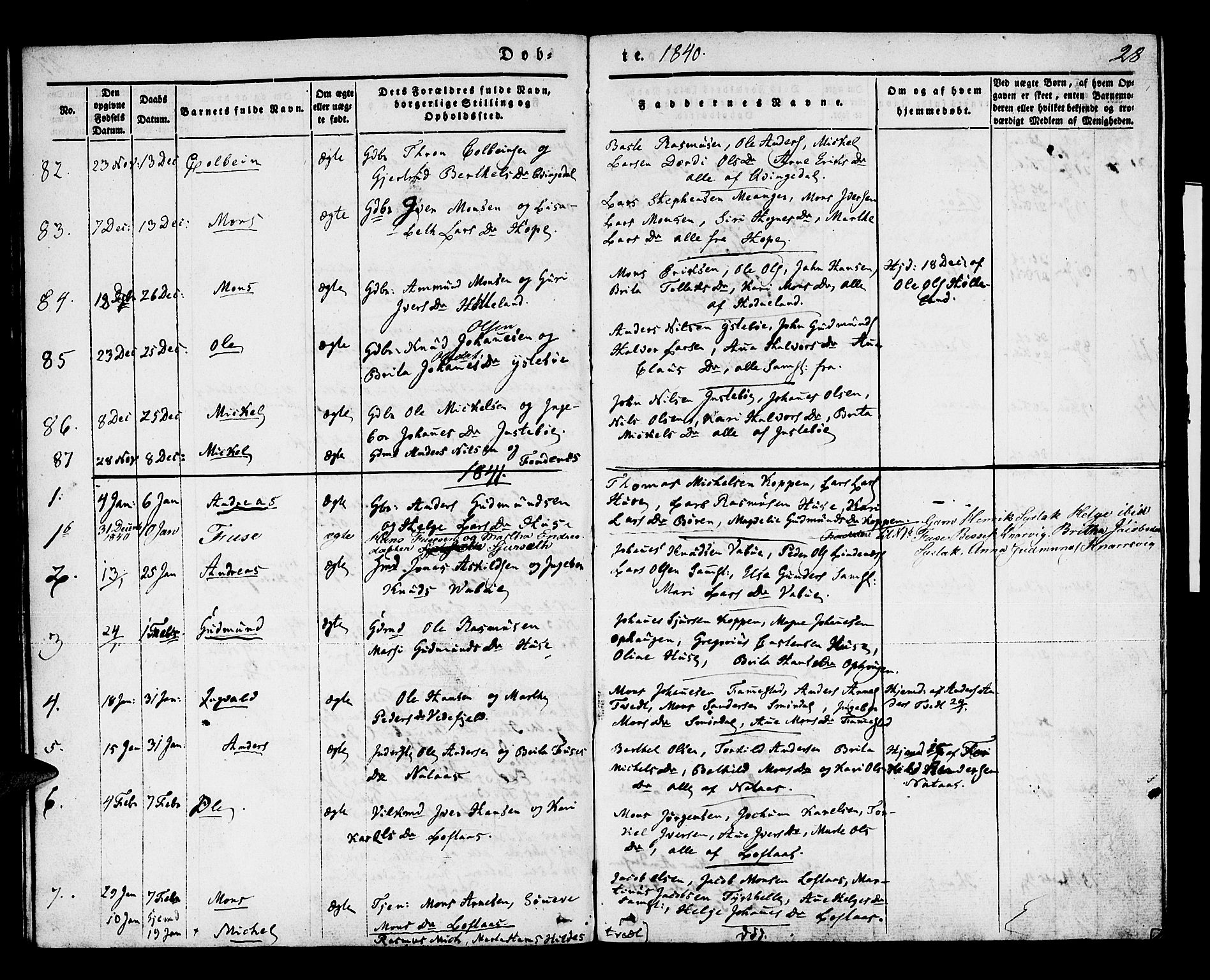 Lindås Sokneprestembete, AV/SAB-A-76701/H/Haa/Haaa/L0009: Parish register (official) no. A 9, 1835-1841, p. 28