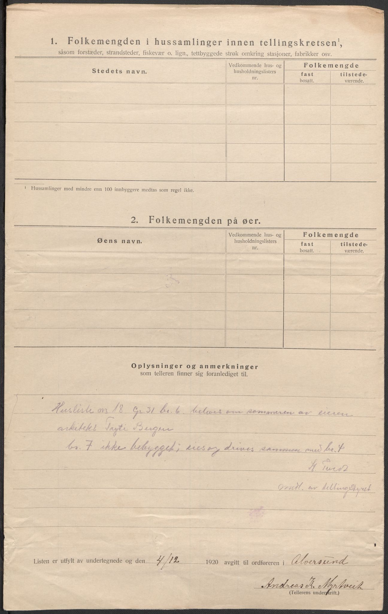 SAB, 1920 census for Alversund, 1920, p. 22