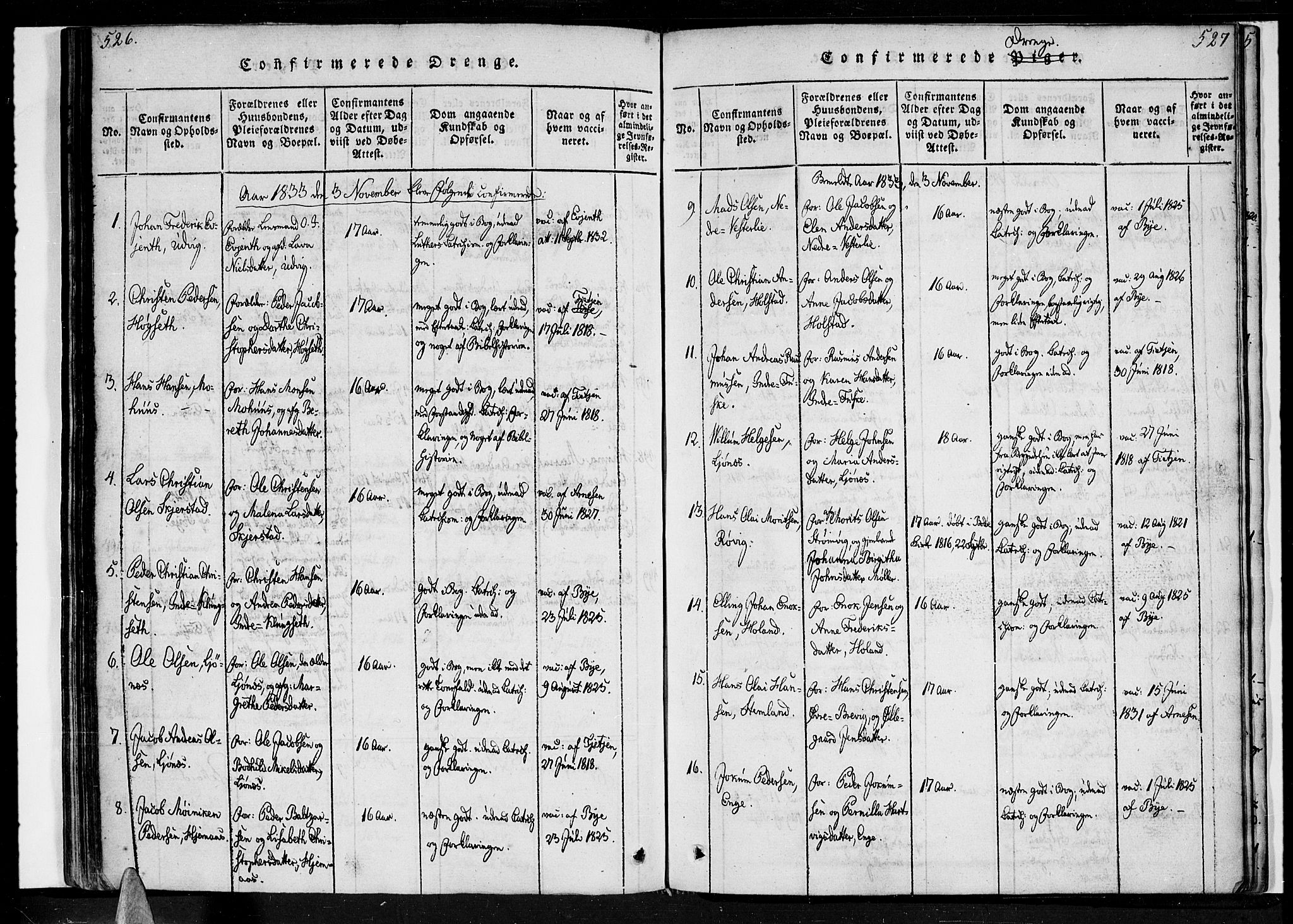 Ministerialprotokoller, klokkerbøker og fødselsregistre - Nordland, SAT/A-1459/852/L0736: Parish register (official) no. 852A06, 1820-1833, p. 526-527