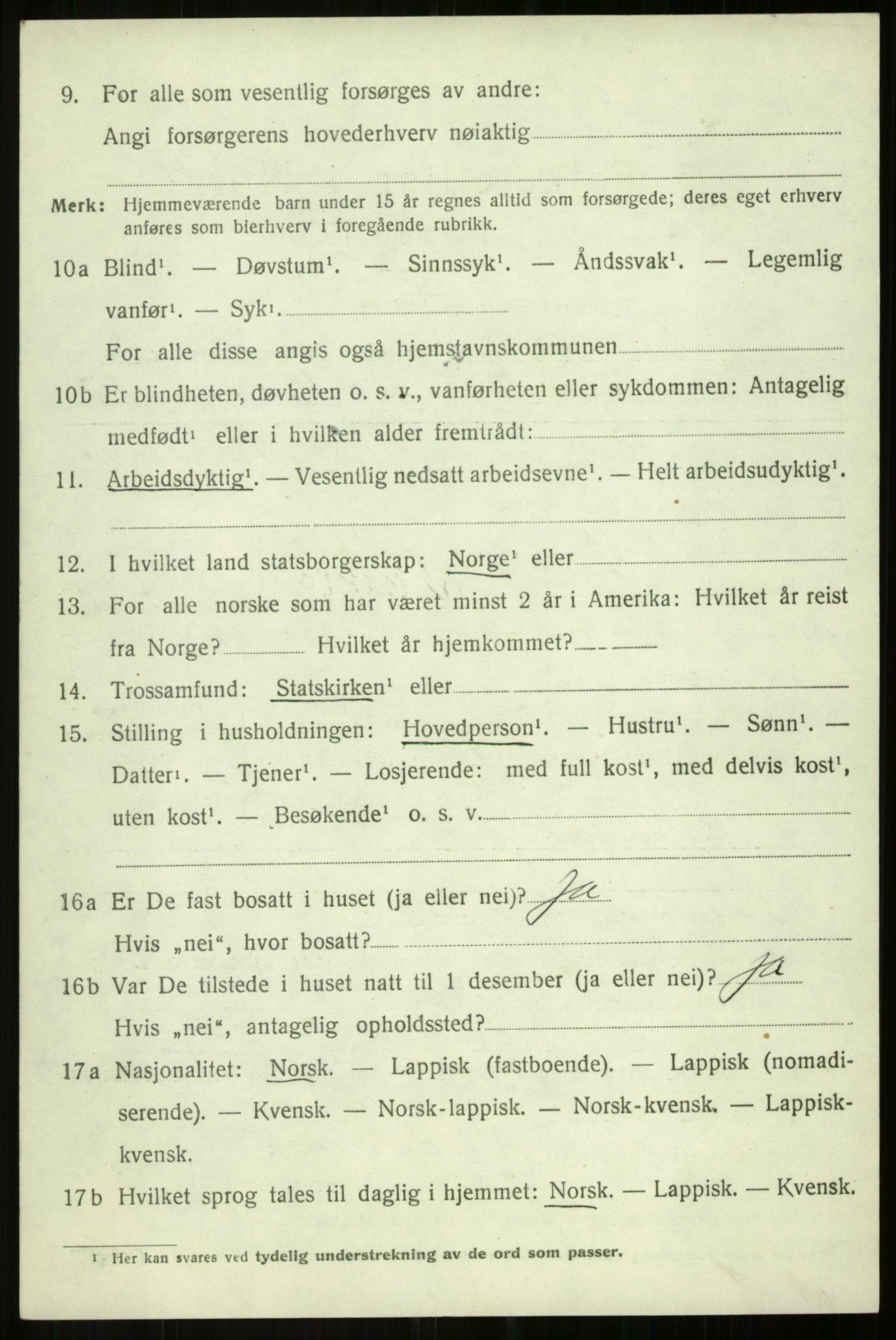 SATØ, 1920 census for Salangen, 1920, p. 2287