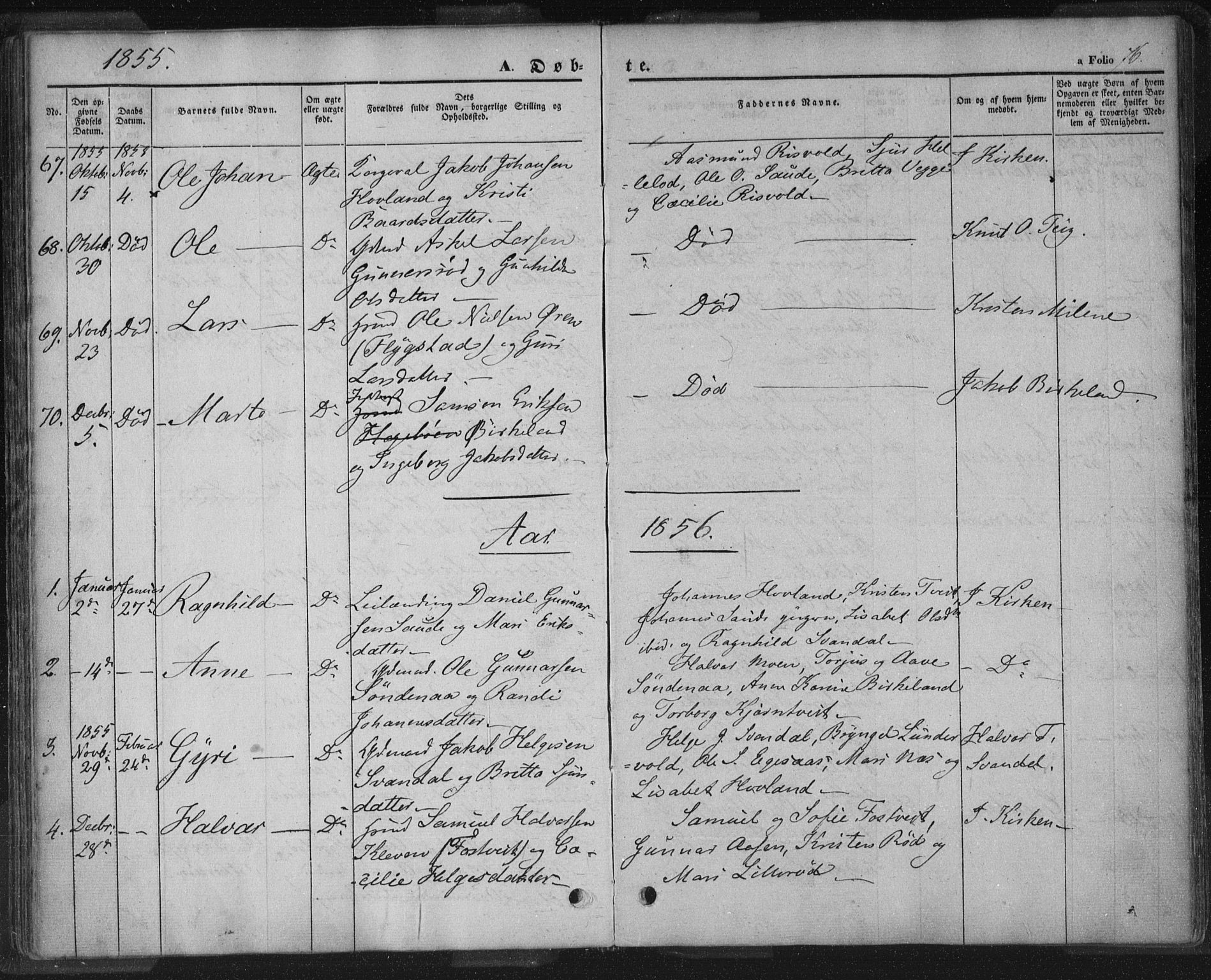 Sand sokneprestkontor, AV/SAST-A-101848/01/III/L0002: Parish register (official) no. A 2, 1838-1859, p. 76