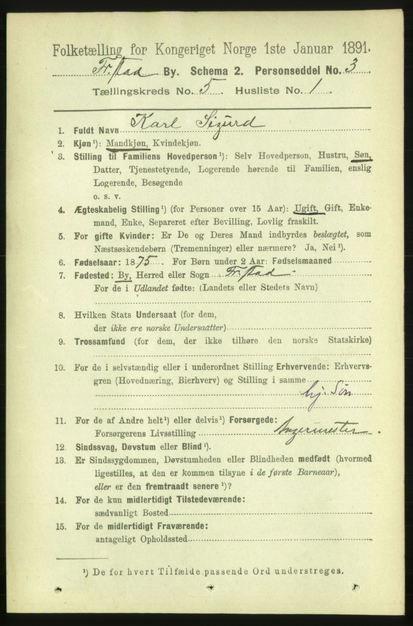 RA, 1891 census for 0103 Fredrikstad, 1891, p. 6834