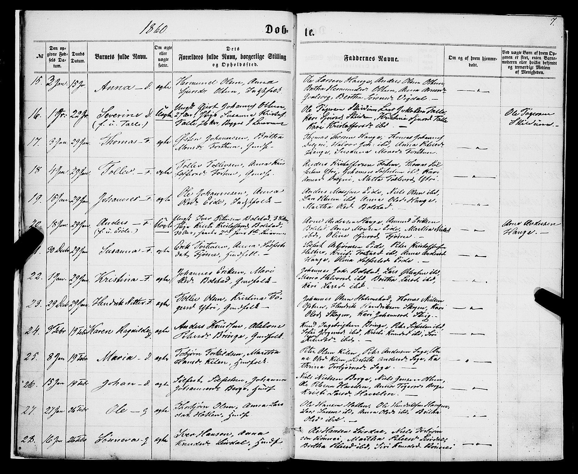 Luster sokneprestembete, SAB/A-81101/H/Haa/Haaa/L0008: Parish register (official) no. A 8, 1860-1870, p. 7