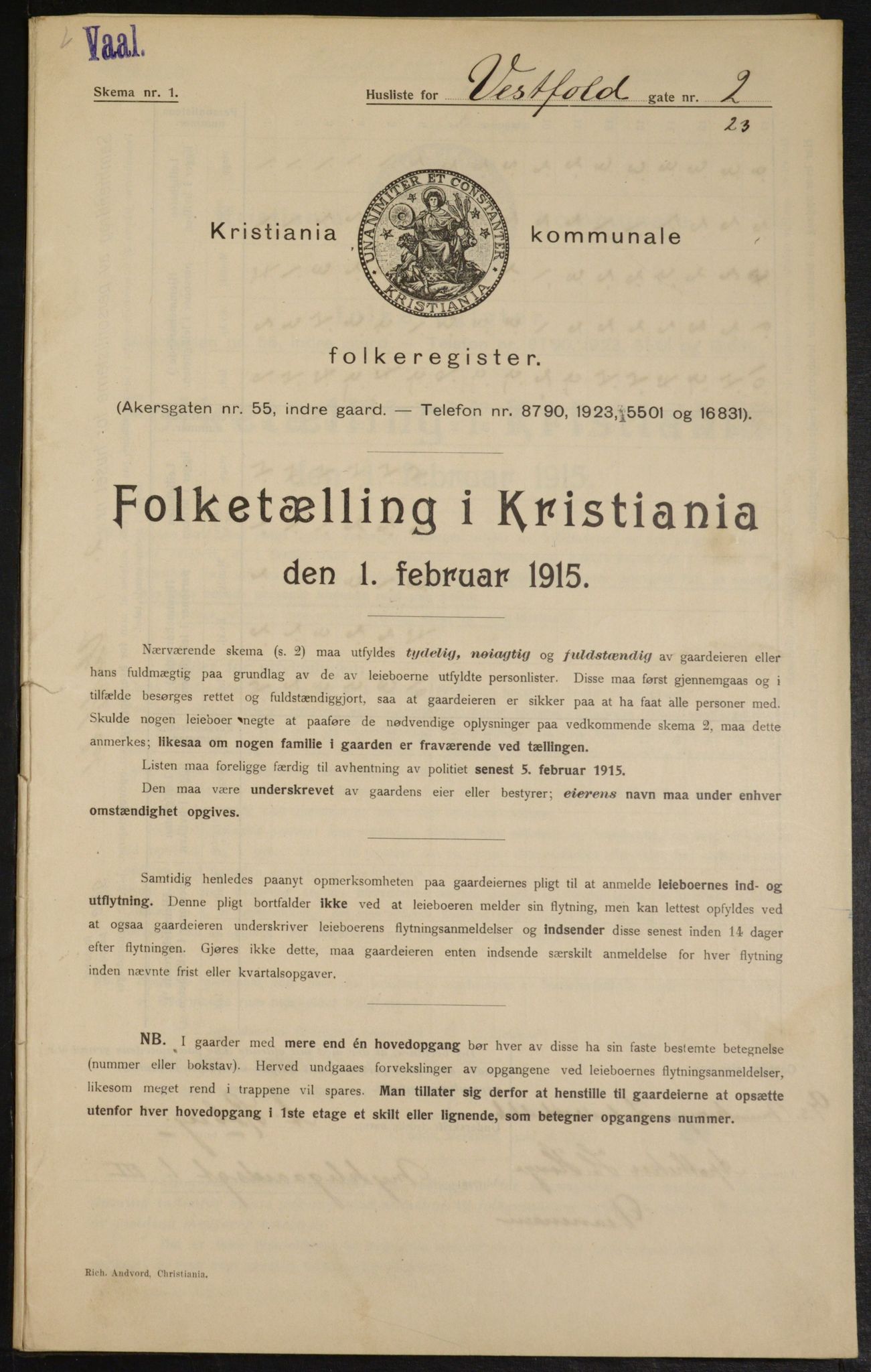 OBA, Municipal Census 1915 for Kristiania, 1915, p. 122985