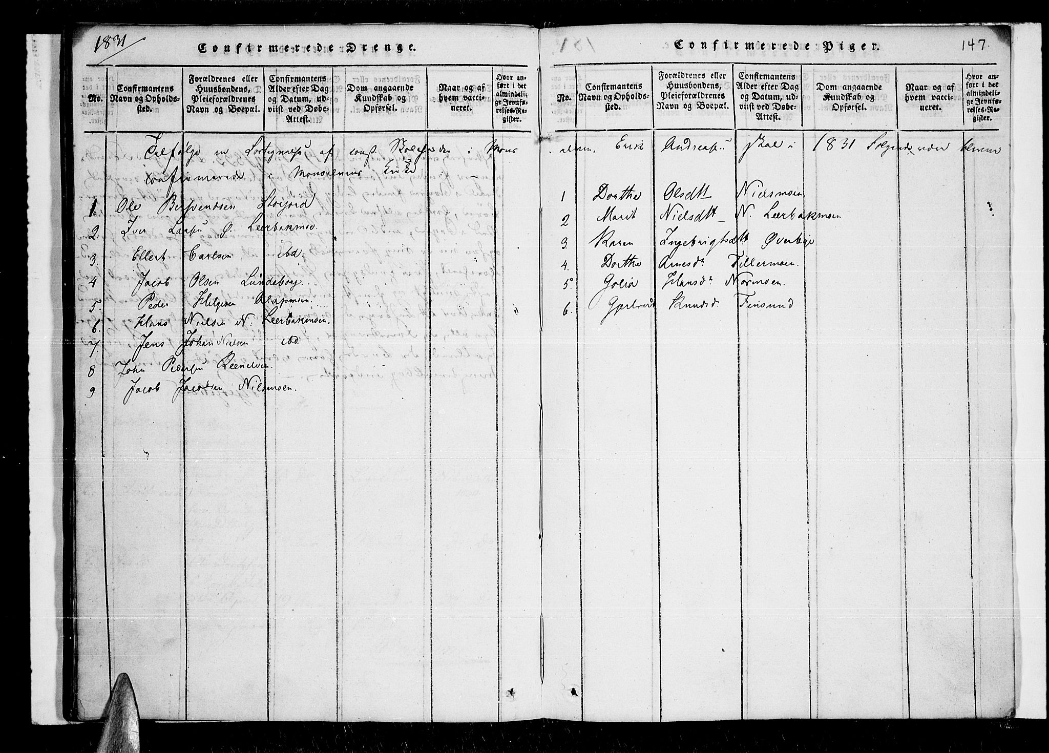 Lenvik sokneprestembete, SATØ/S-1310/H/Ha/Haa/L0003kirke: Parish register (official) no. 3, 1820-1831, p. 147