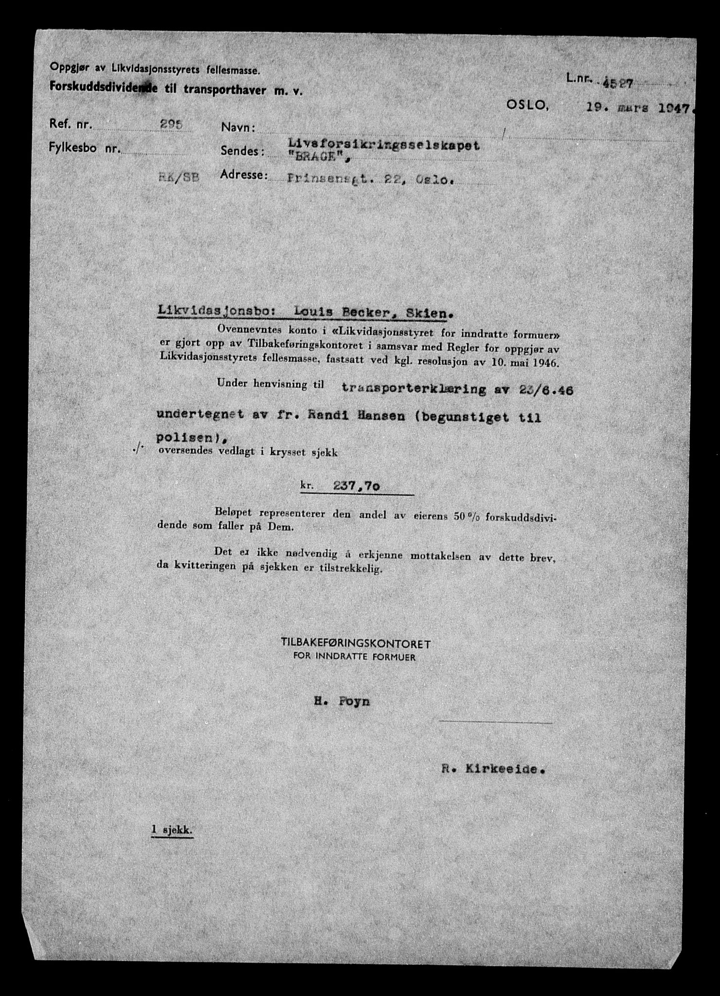 Justisdepartementet, Tilbakeføringskontoret for inndratte formuer, AV/RA-S-1564/H/Hc/Hcd/L0990: --, 1945-1947, p. 480