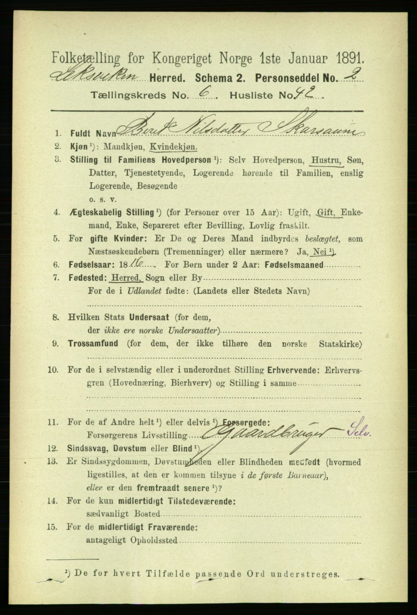 RA, 1891 census for 1718 Leksvik, 1891, p. 3488