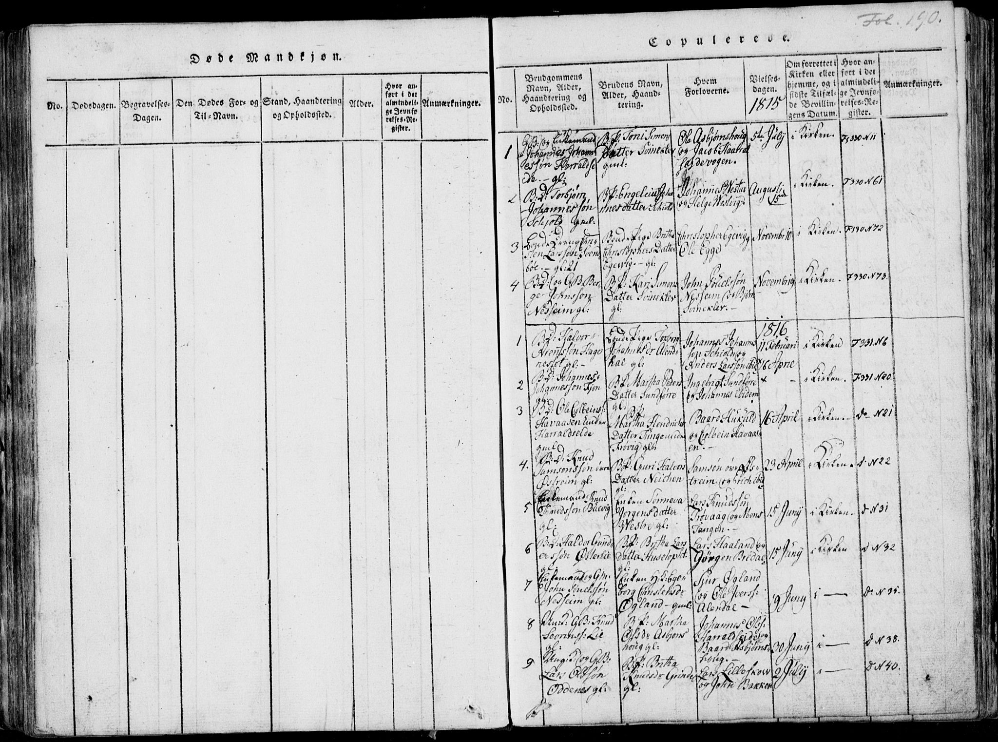Skjold sokneprestkontor, SAST/A-101847/H/Ha/Haa/L0003: Parish register (official) no. A 3, 1815-1835, p. 190