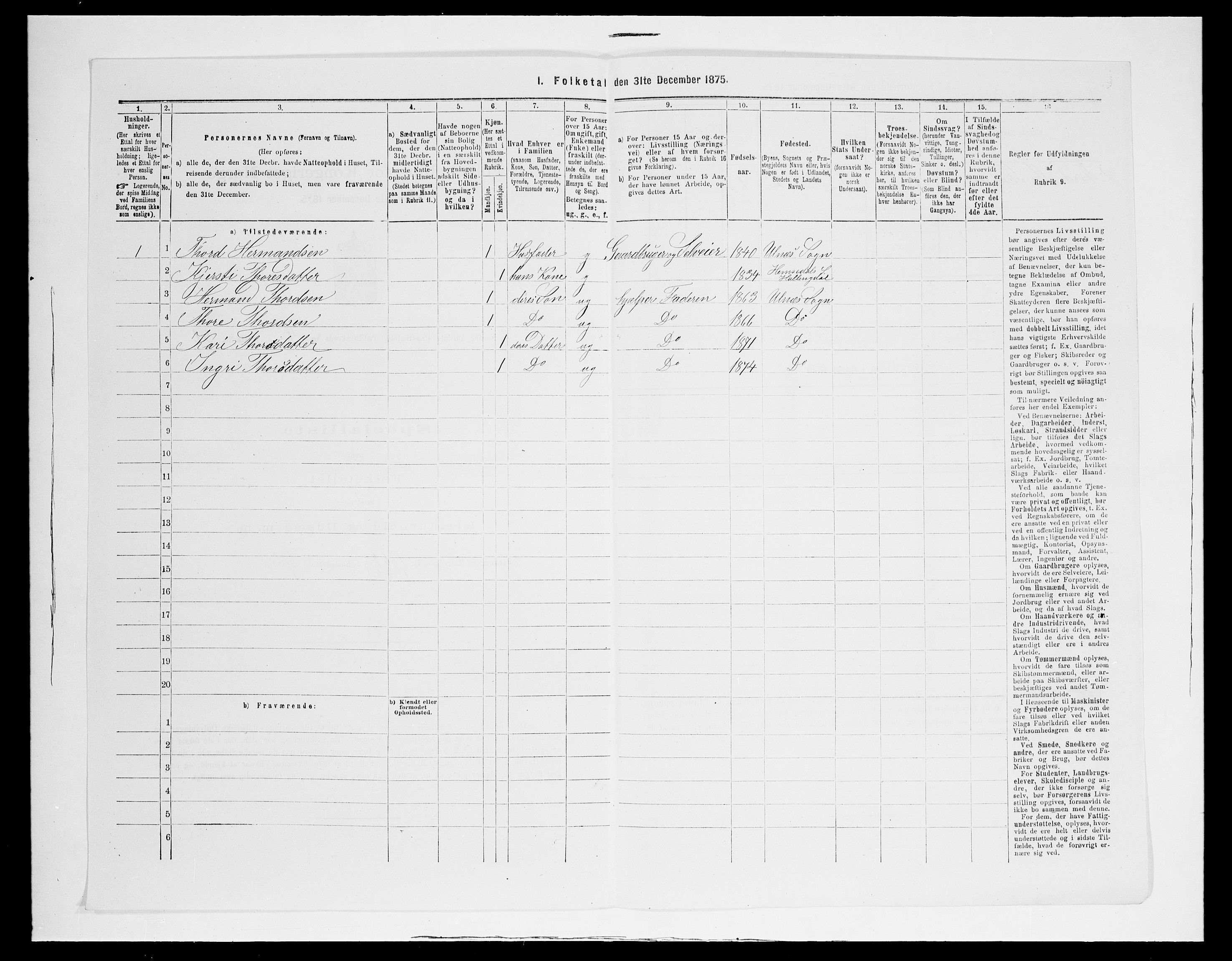 SAH, 1875 census for 0542P Nord-Aurdal, 1875, p. 713