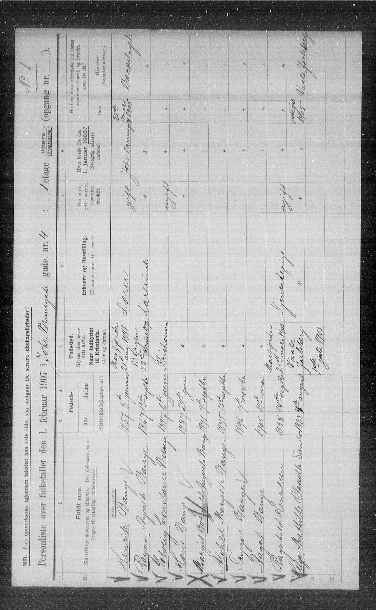 OBA, Municipal Census 1907 for Kristiania, 1907, p. 24049