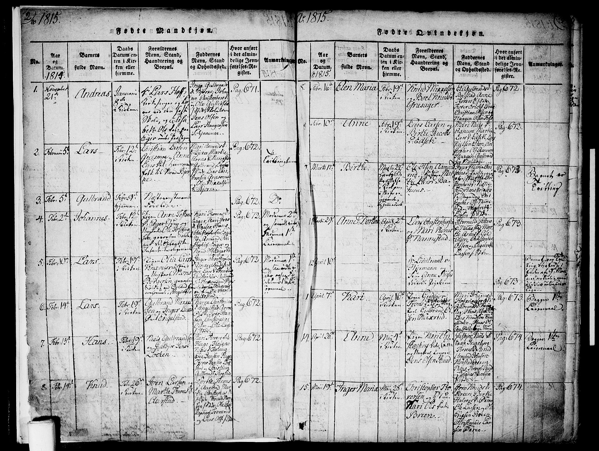 Nannestad prestekontor Kirkebøker, AV/SAO-A-10414a/F/Fa/L0009: Parish register (official) no. I 9, 1815-1840, p. 2-3