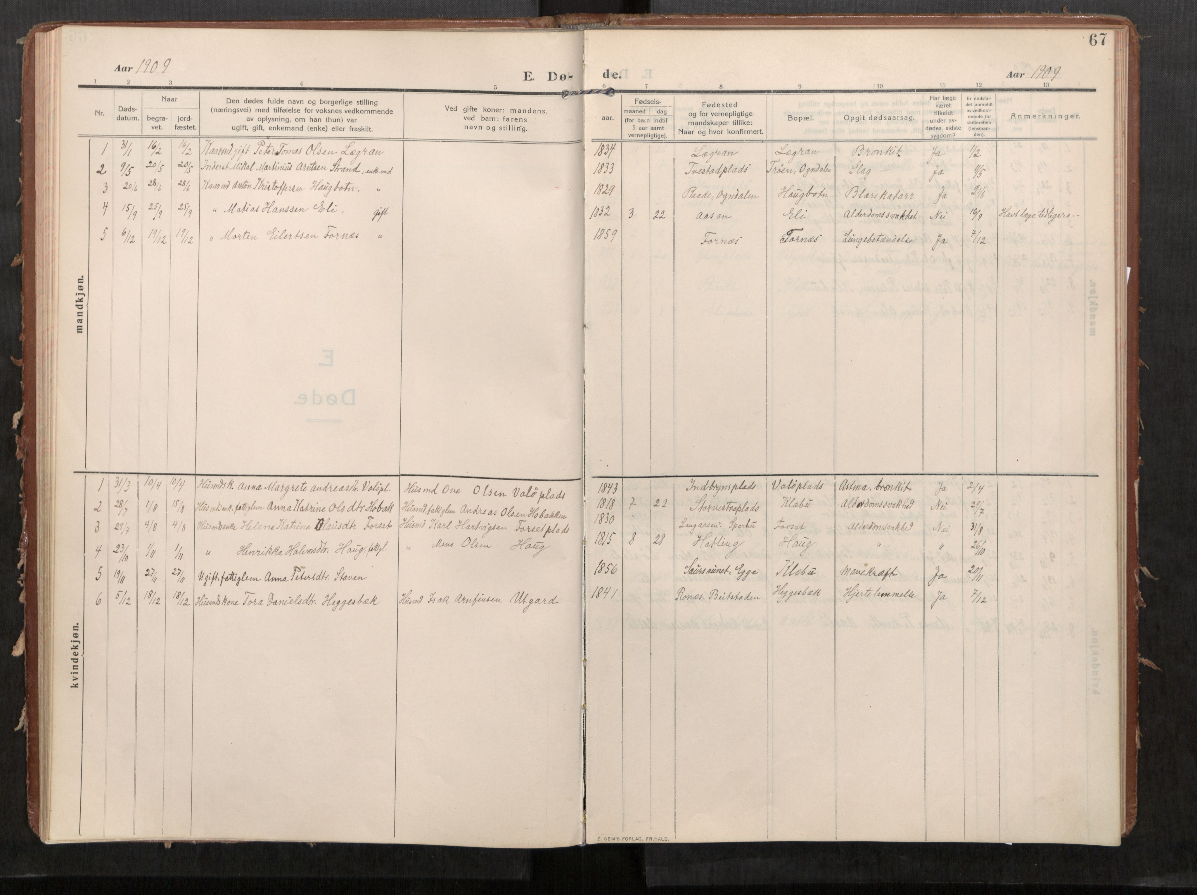Stod sokneprestkontor, SAT/A-1164/1/I/I1/I1a/L0002: Parish register (official) no. 2, 1909-1922, p. 67