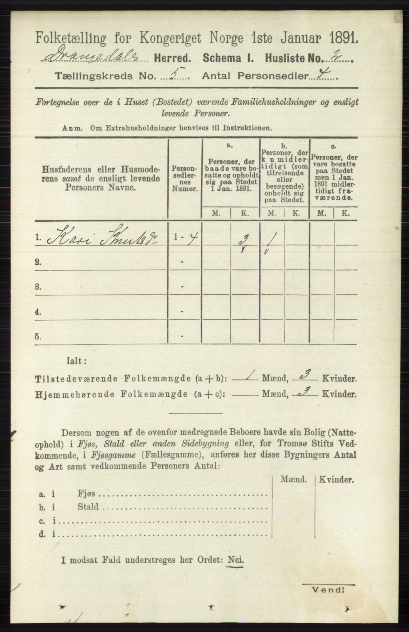 RA, 1891 census for 0817 Drangedal, 1891, p. 1627