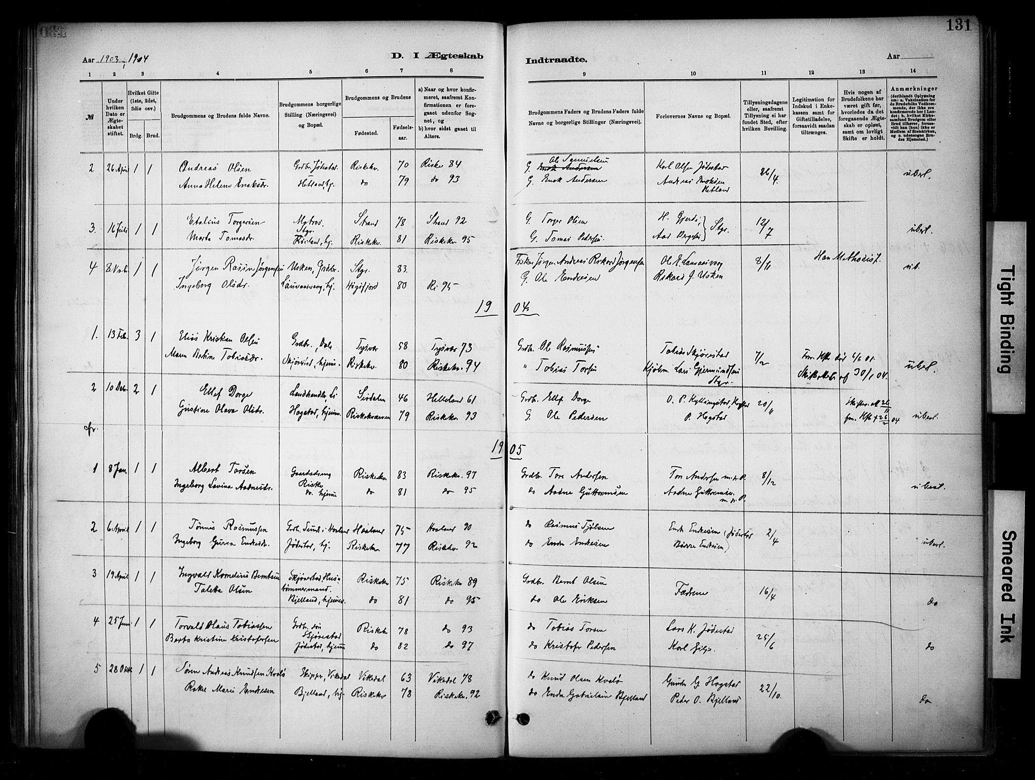 Hetland sokneprestkontor, SAST/A-101826/30/30BA/L0010: Parish register (official) no. A 10, 1882-1925, p. 131