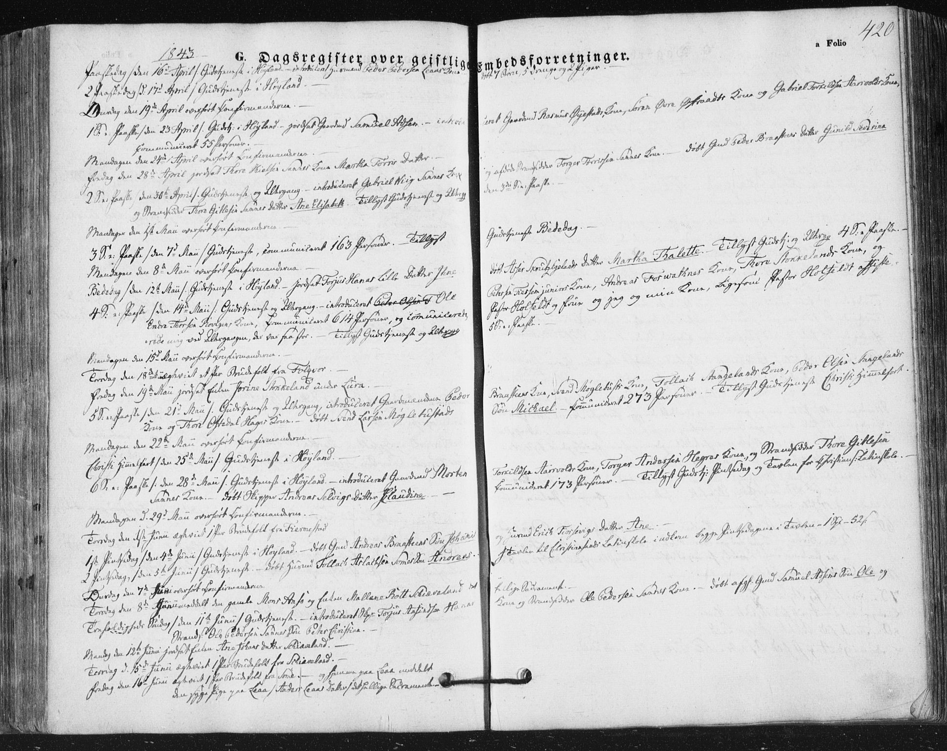 Høyland sokneprestkontor, AV/SAST-A-101799/001/30BA/L0008: Parish register (official) no. A 8, 1841-1856, p. 420