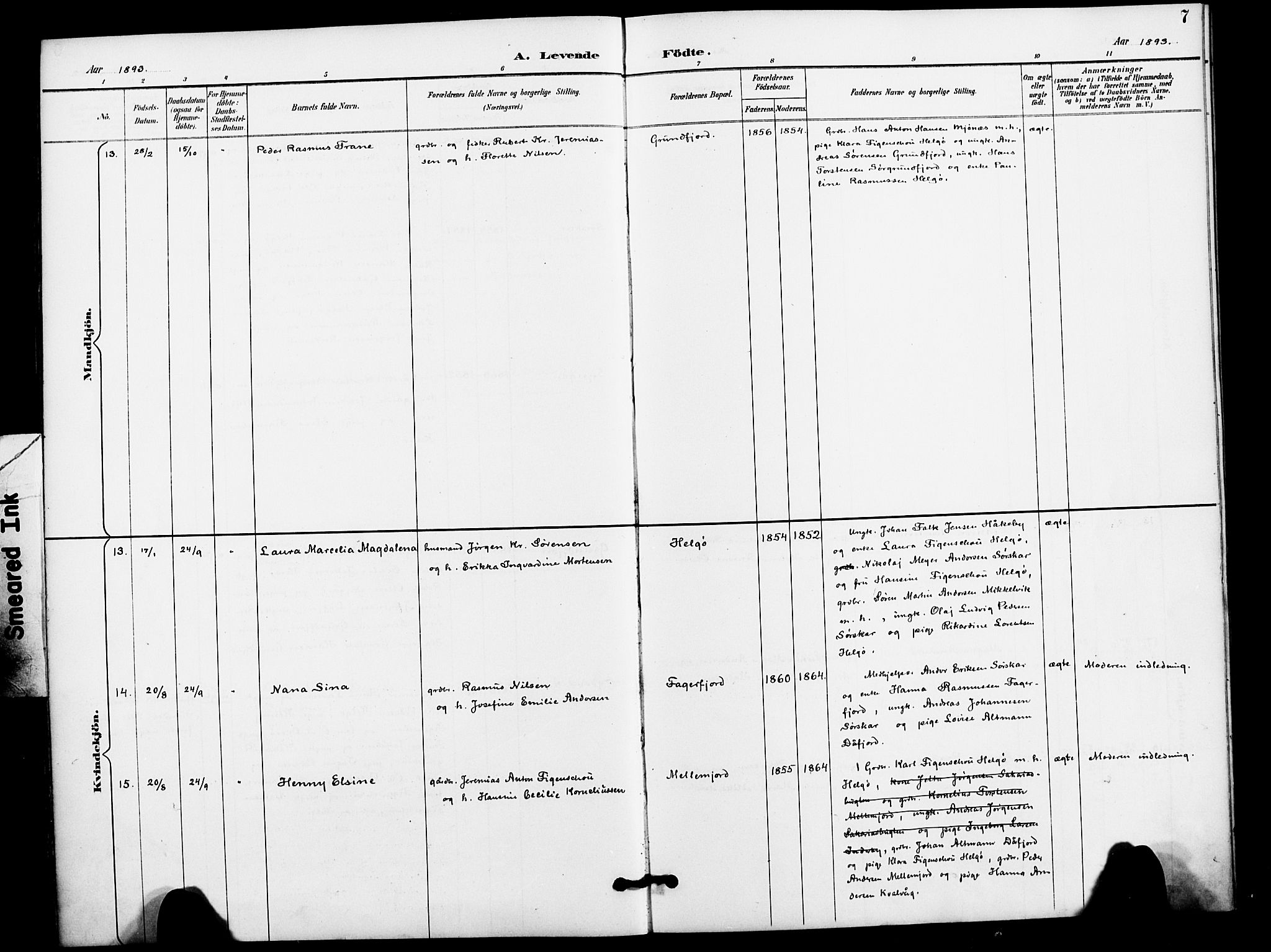 Karlsøy sokneprestembete, AV/SATØ-S-1299/H/Ha/Haa/L0012kirke: Parish register (official) no. 12, 1892-1902, p. 7