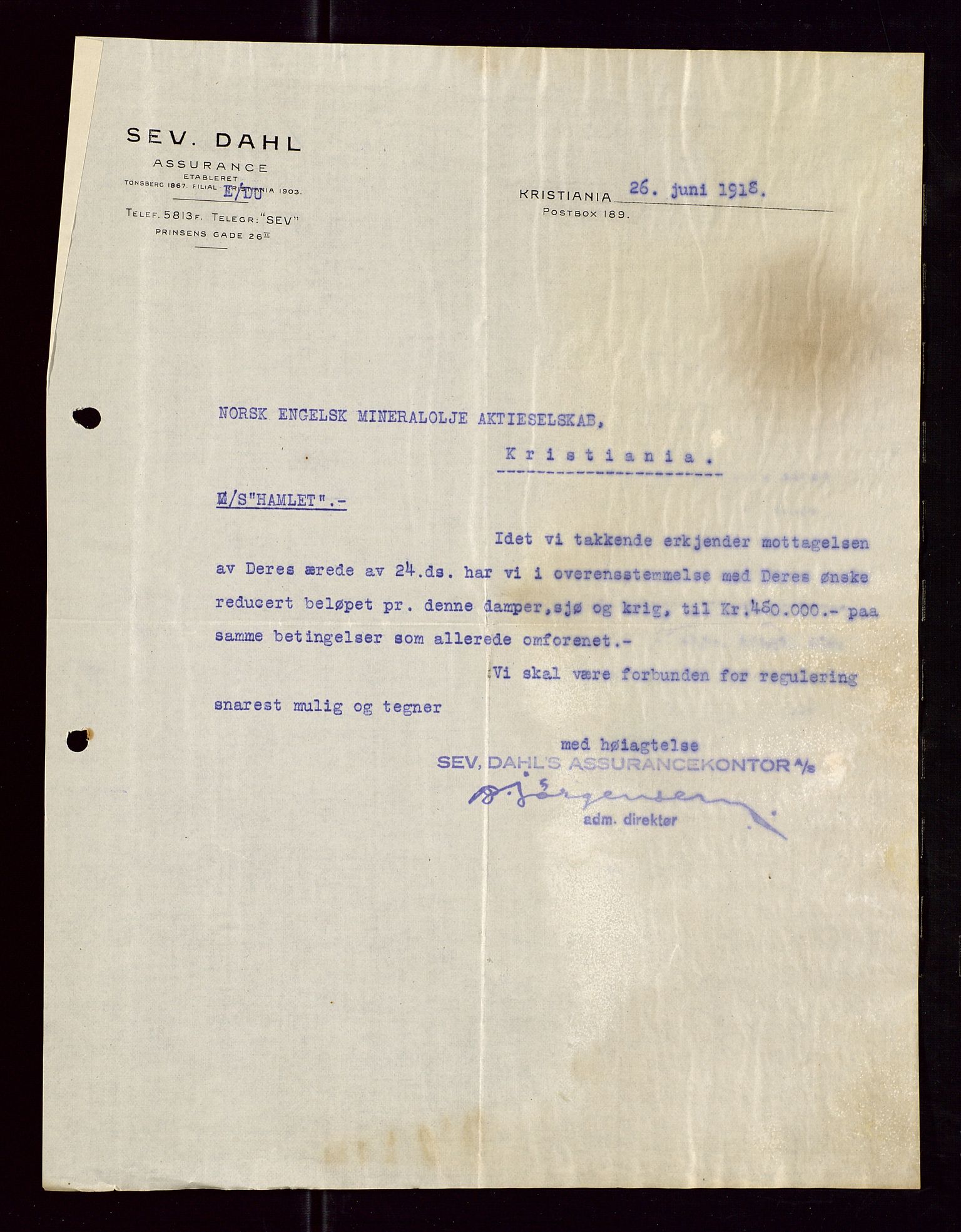 Pa 1521 - A/S Norske Shell, AV/SAST-A-101915/E/Ea/Eaa/L0005: Sjefskorrespondanse, 1918, p. 80