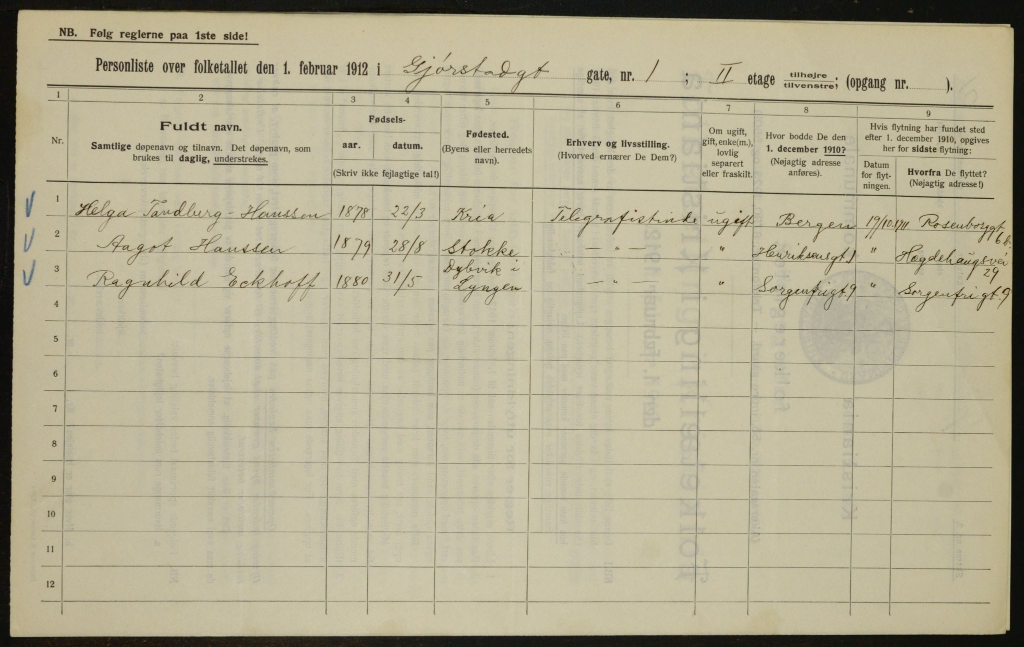 OBA, Municipal Census 1912 for Kristiania, 1912, p. 29114