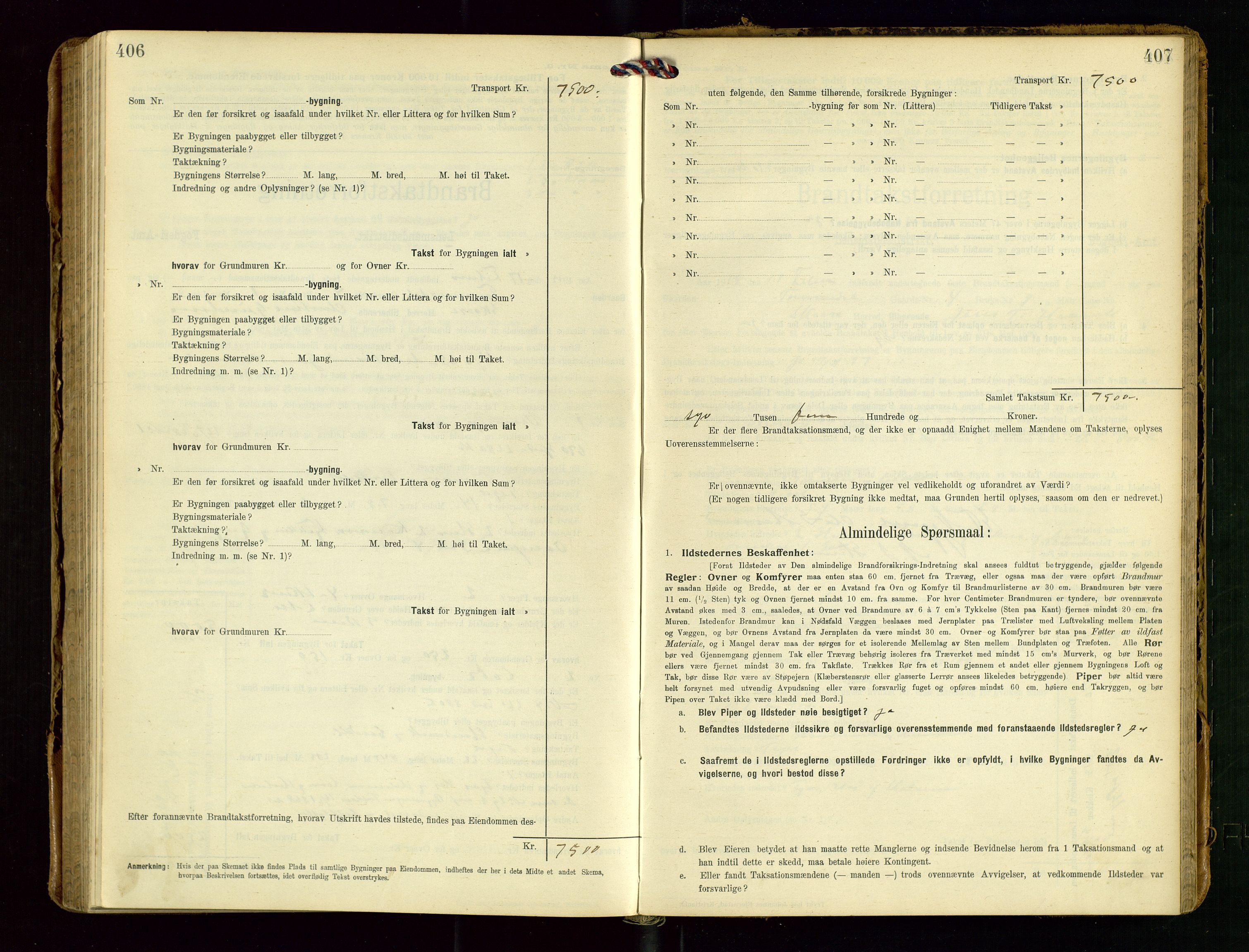 Torvestad lensmannskontor, AV/SAST-A-100307/1/Gob/L0004: "Brandtaxationsprotokol for Torvestad Lensmannsdistrikt", 1909-1923, p. 406-407