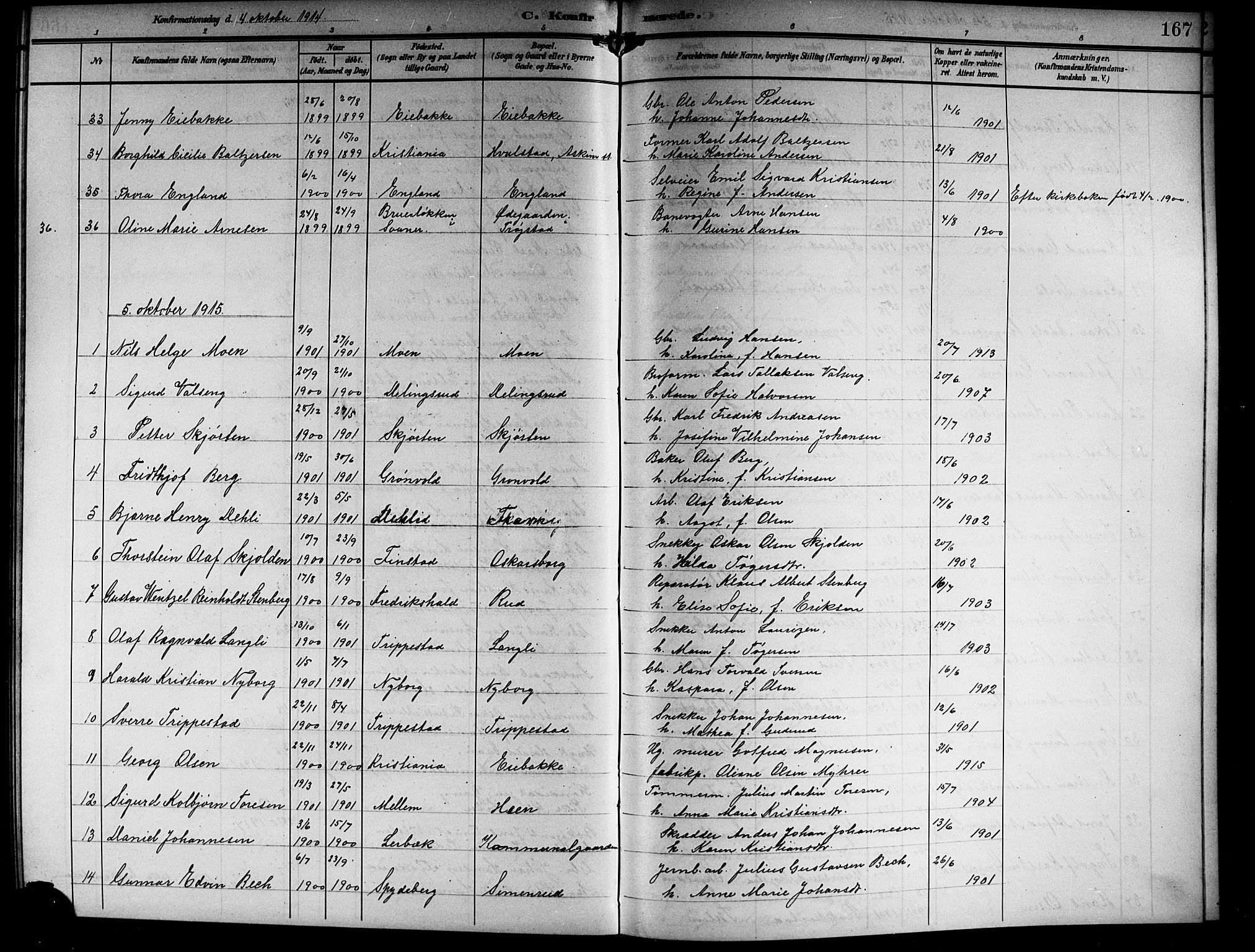 Askim prestekontor Kirkebøker, SAO/A-10900/G/Ga/L0002: Parish register (copy) no. 2, 1903-1921, p. 167