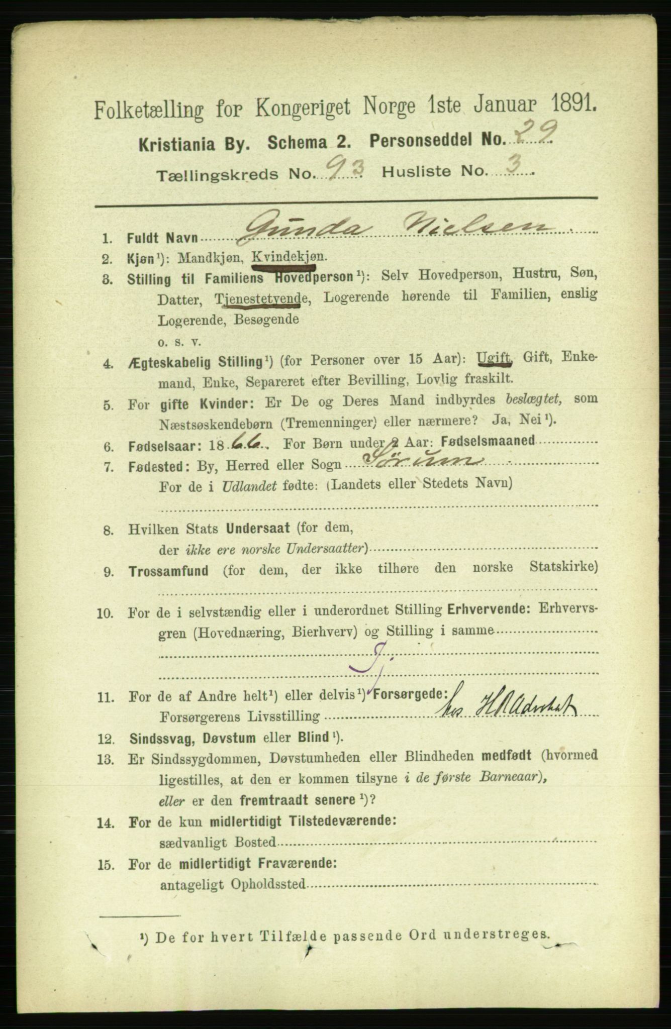 RA, 1891 census for 0301 Kristiania, 1891, p. 45585