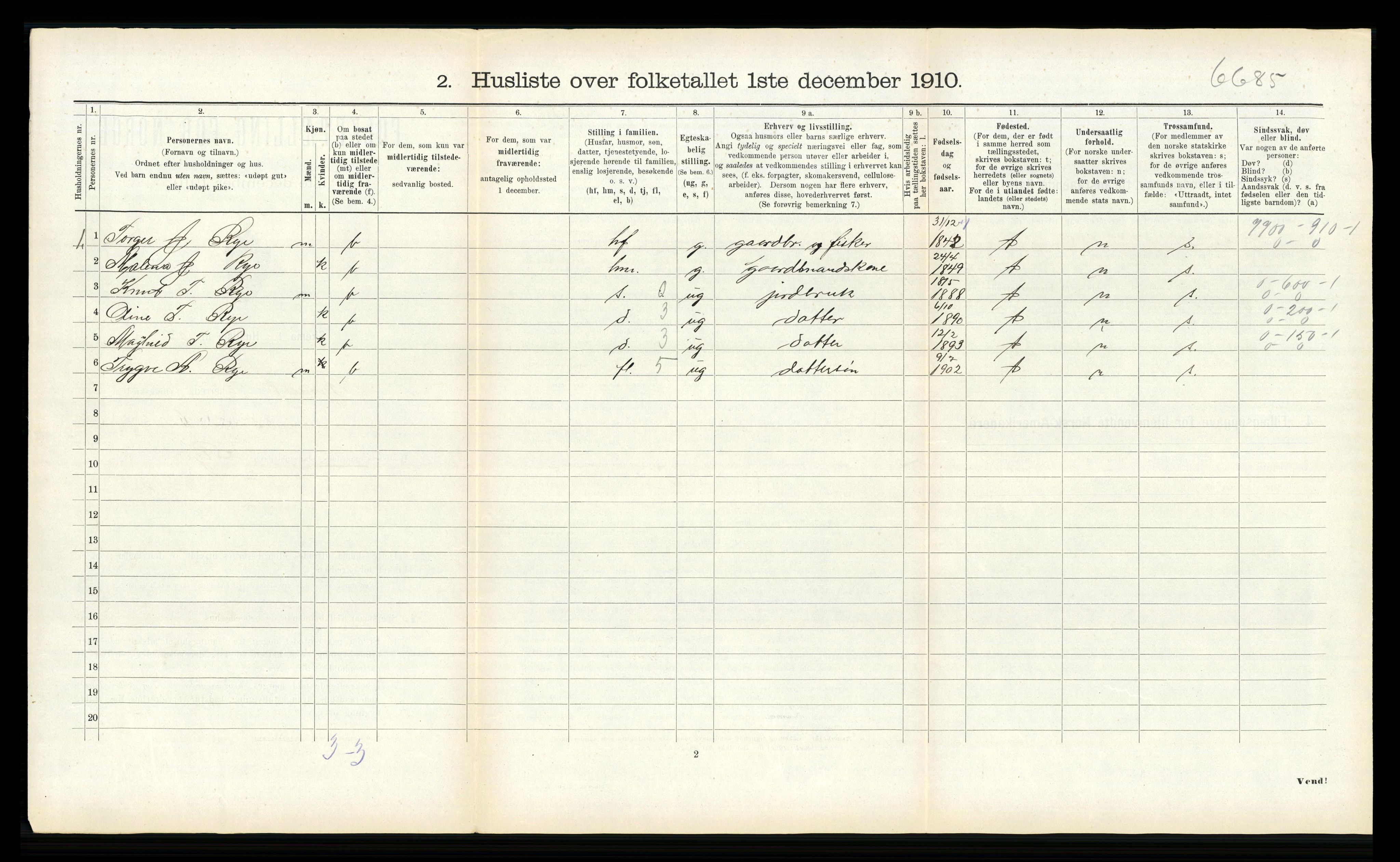 RA, 1910 census for Byneset, 1910, p. 560