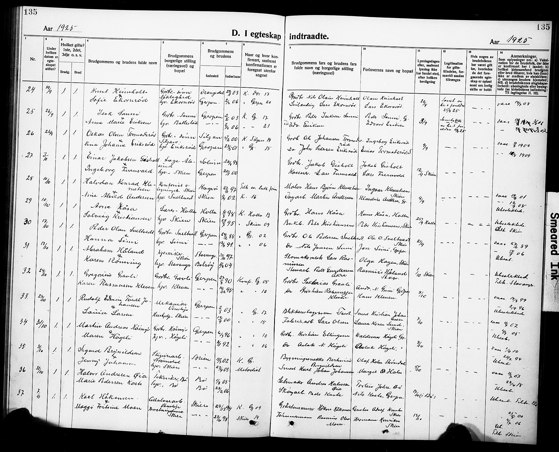 Gjerpen kirkebøker, AV/SAKO-A-265/G/Ga/L0004: Parish register (copy) no. I 4, 1920-1931, p. 135