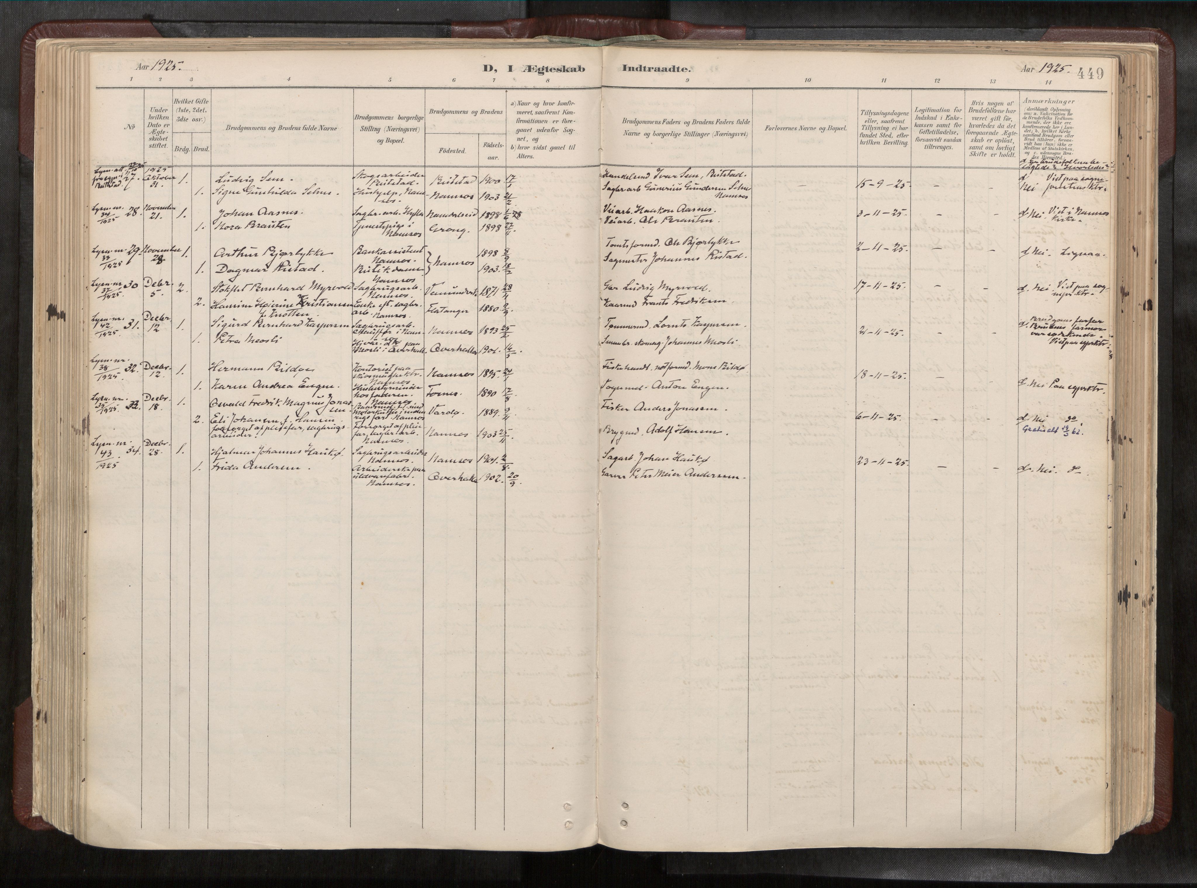 Ministerialprotokoller, klokkerbøker og fødselsregistre - Nord-Trøndelag, AV/SAT-A-1458/768/L0579a: Parish register (official) no. 768A14, 1887-1931, p. 449