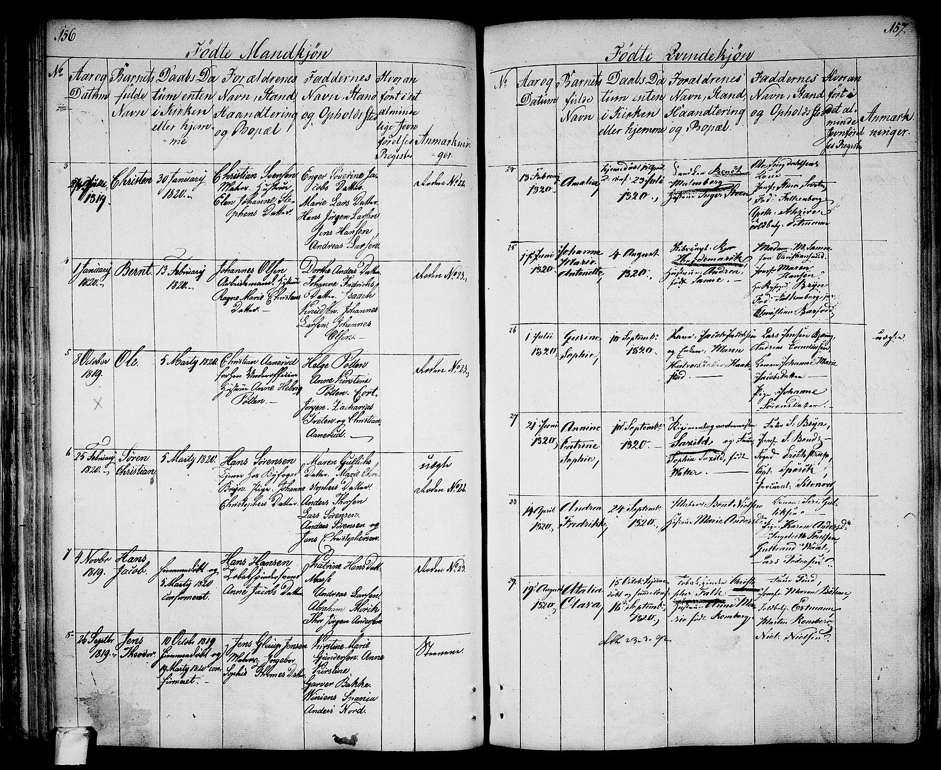 Larvik kirkebøker, SAKO/A-352/G/Ga/L0002: Parish register (copy) no. I 2, 1807-1830, p. 156-157