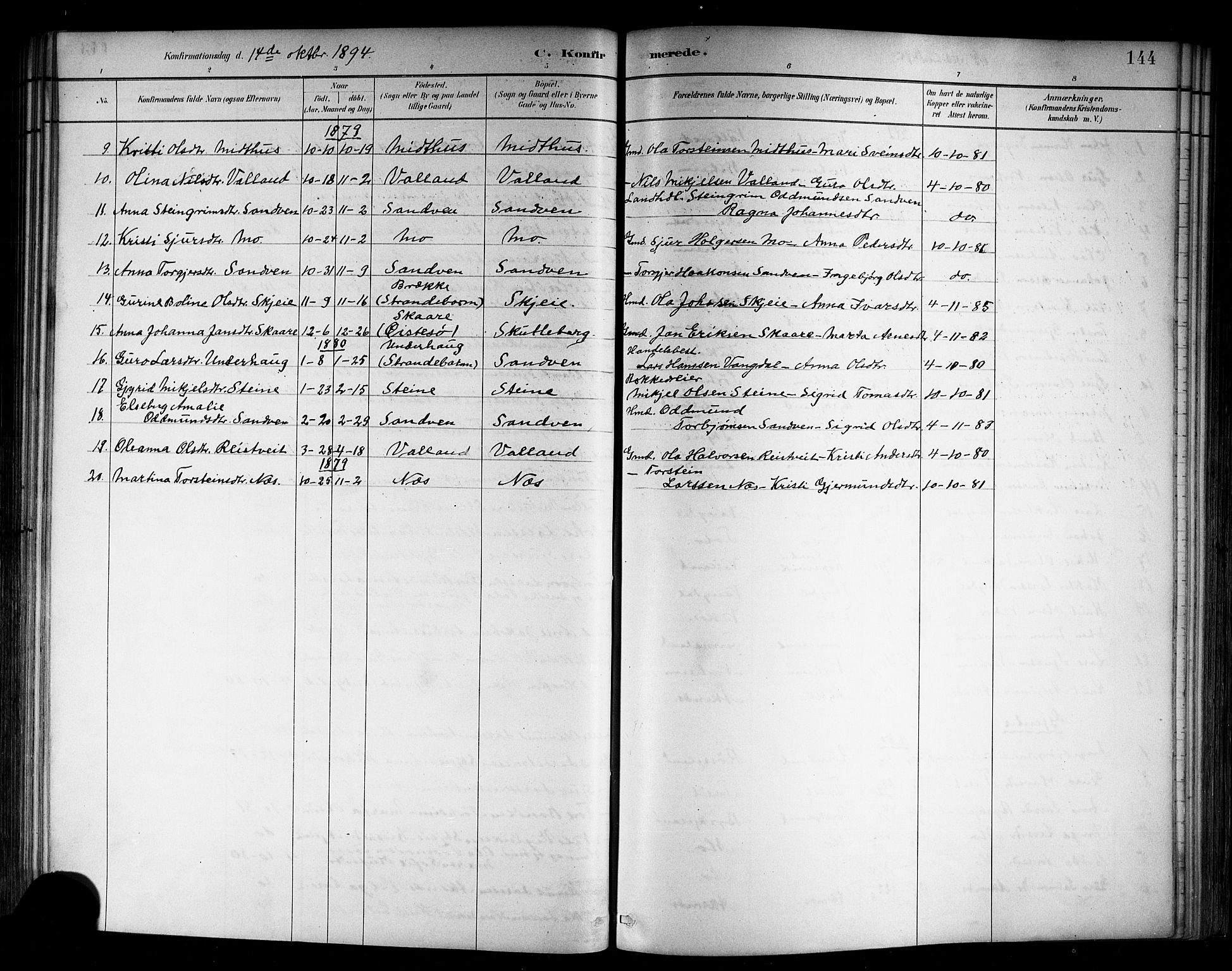 Kvam sokneprestembete, SAB/A-76201/H/Hab: Parish register (copy) no. B 3, 1884-1916, p. 144