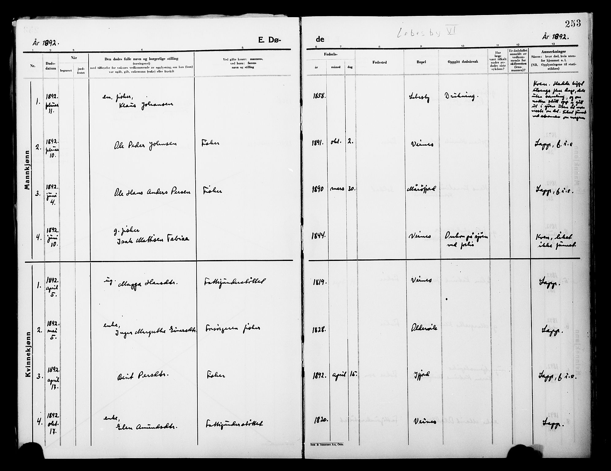 Lebesby sokneprestkontor, SATØ/S-1353/H/Ha/L0004kirke: Parish register (official) no. 4, 1870-1902, p. 253