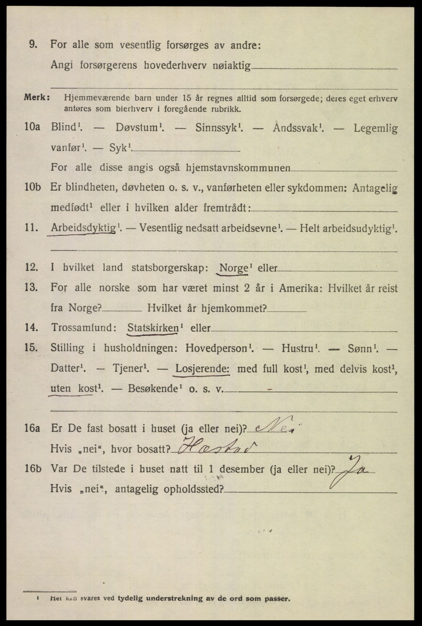 SAK, 1920 census for Kvås, 1920, p. 1487