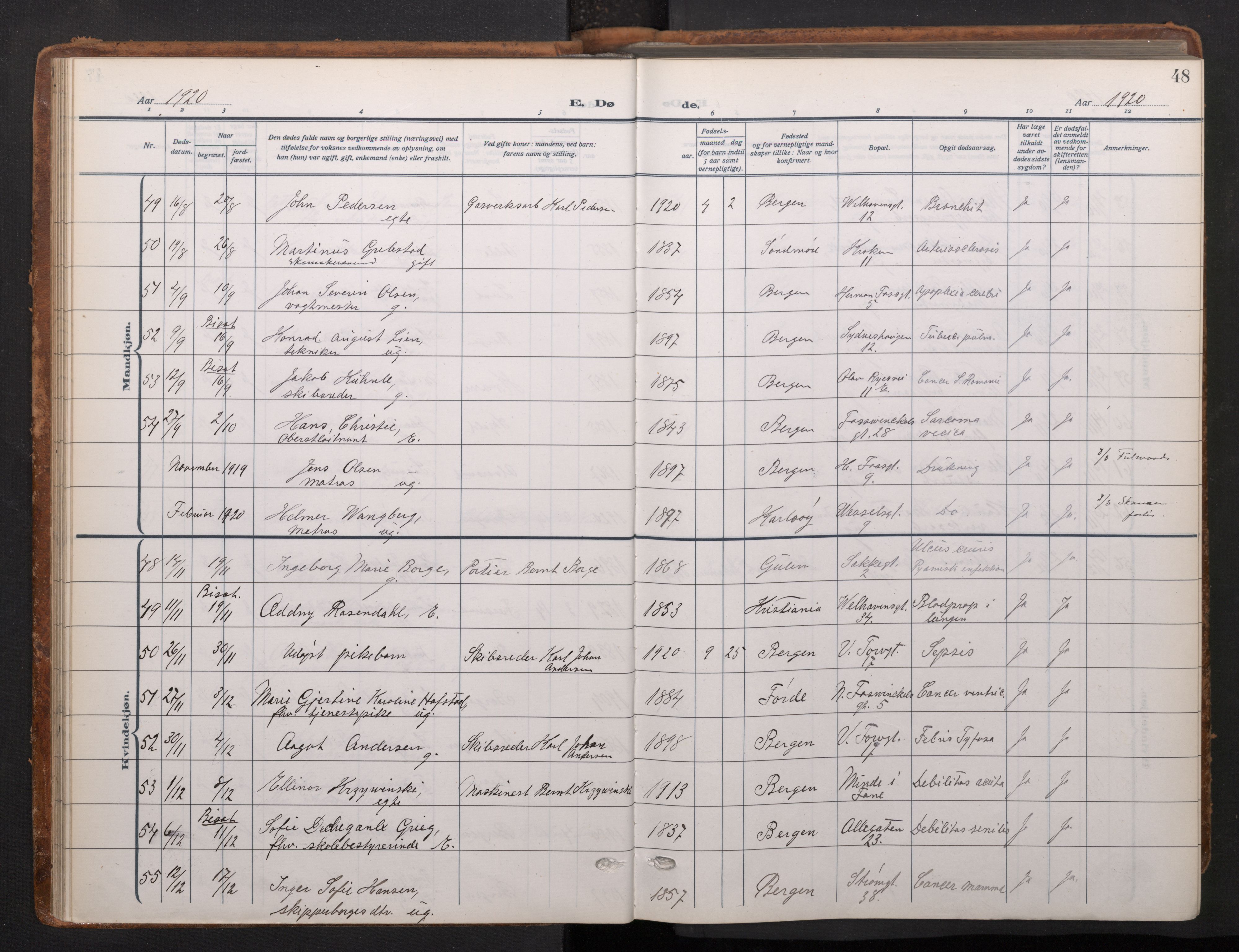 Johanneskirken sokneprestembete, AV/SAB-A-76001/H/Haa/L0020: Parish register (official) no. E 2, 1916-1951, p. 48