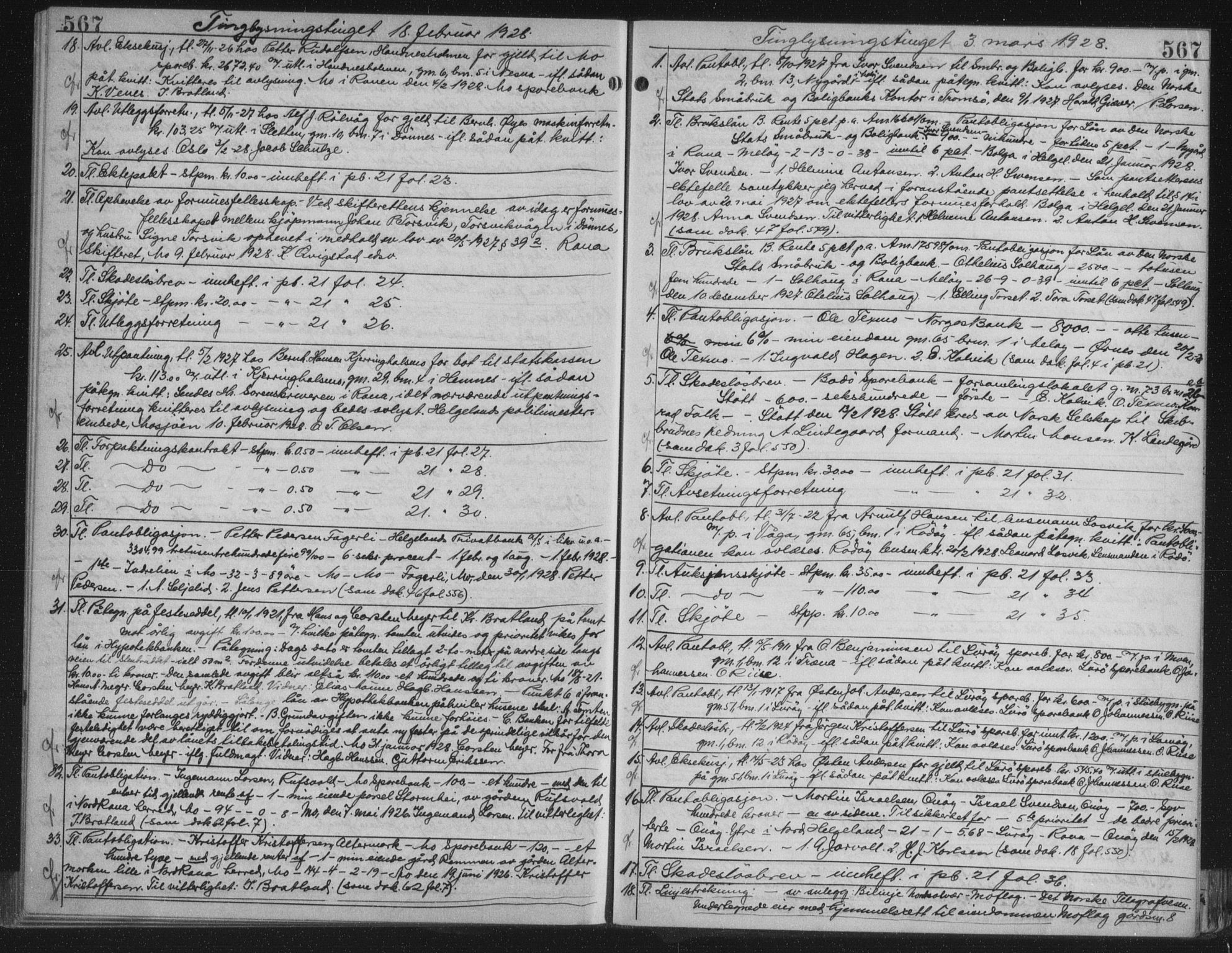 Rana sorenskriveri , AV/SAT-A-1108/1/2/2C/L0018: Mortgage book no. 18, 1923-1928, p. 567, Deed date: 03.03.1928