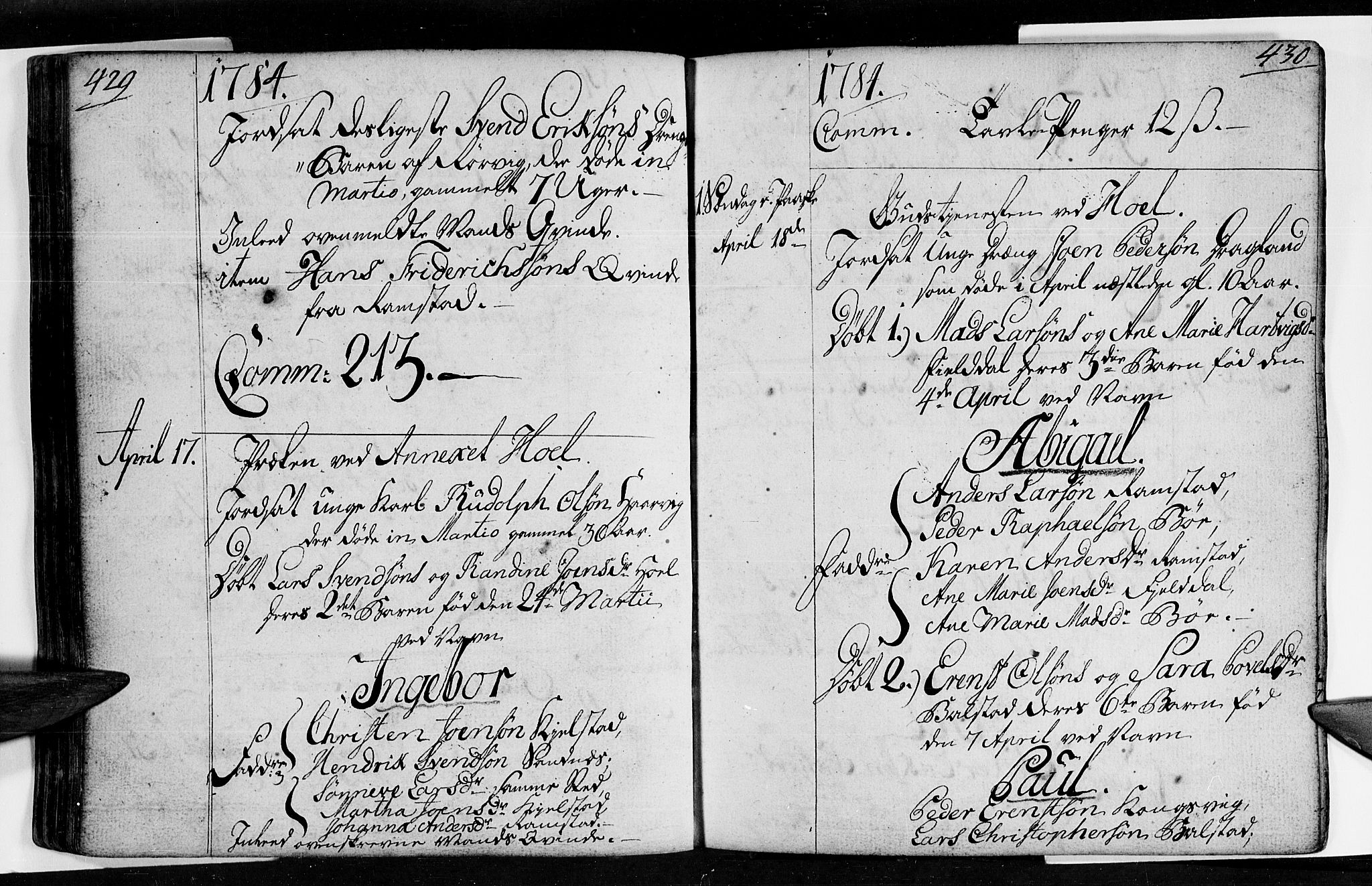 Ministerialprotokoller, klokkerbøker og fødselsregistre - Nordland, SAT/A-1459/872/L1029: Parish register (official) no. 872A04, 1765-1787, p. 429-430