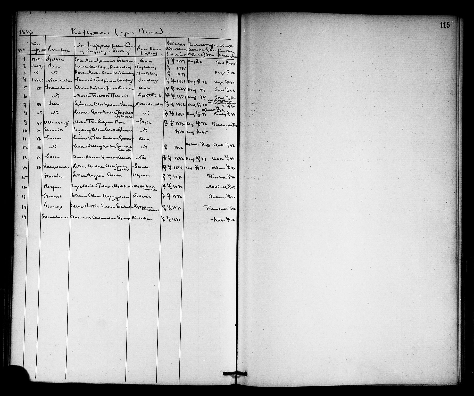 Kvinnherad sokneprestembete, AV/SAB-A-76401/H/Haa: Parish register (official) no. A 10, 1867-1886, p. 115