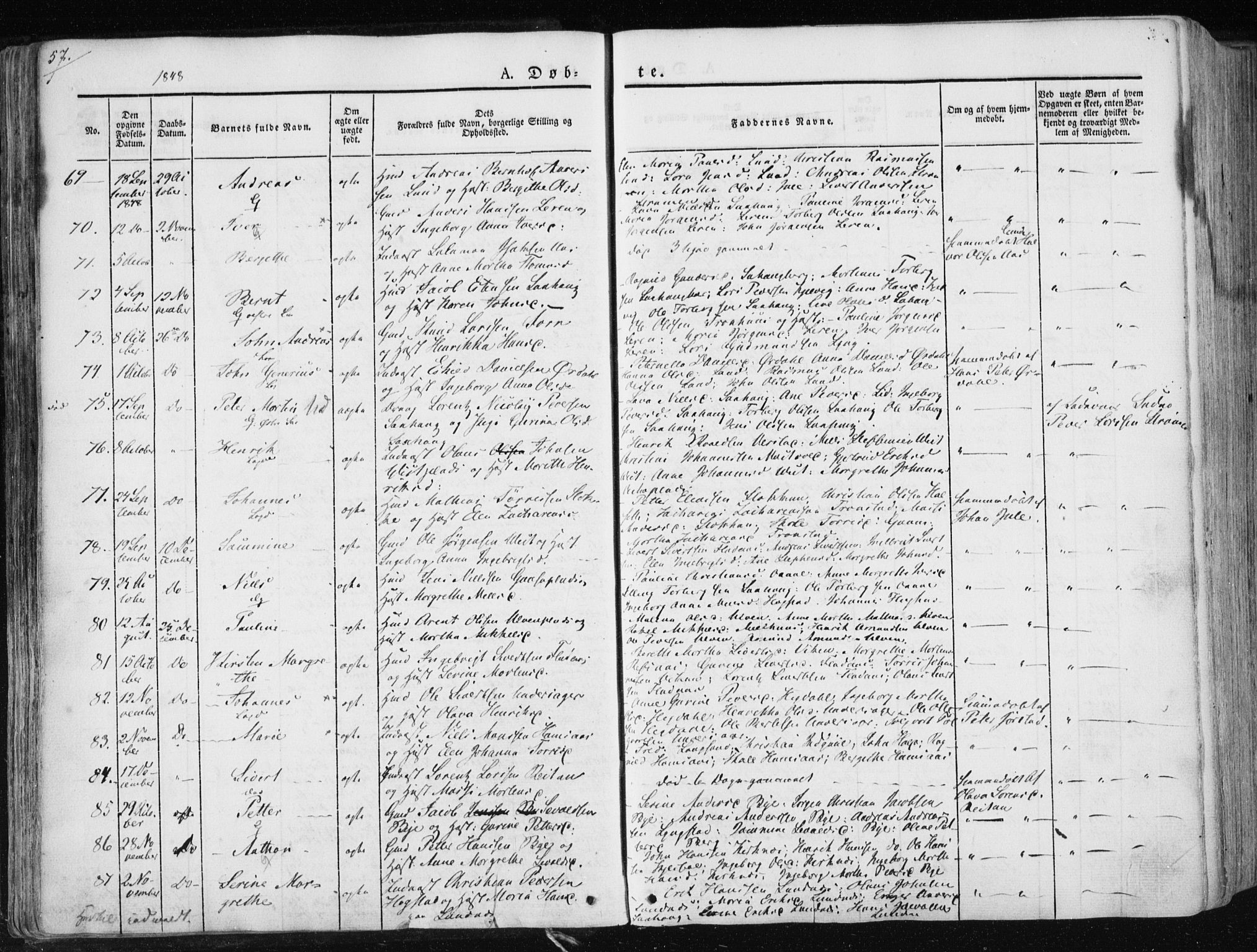 Ministerialprotokoller, klokkerbøker og fødselsregistre - Nord-Trøndelag, SAT/A-1458/730/L0280: Parish register (official) no. 730A07 /1, 1840-1854, p. 57