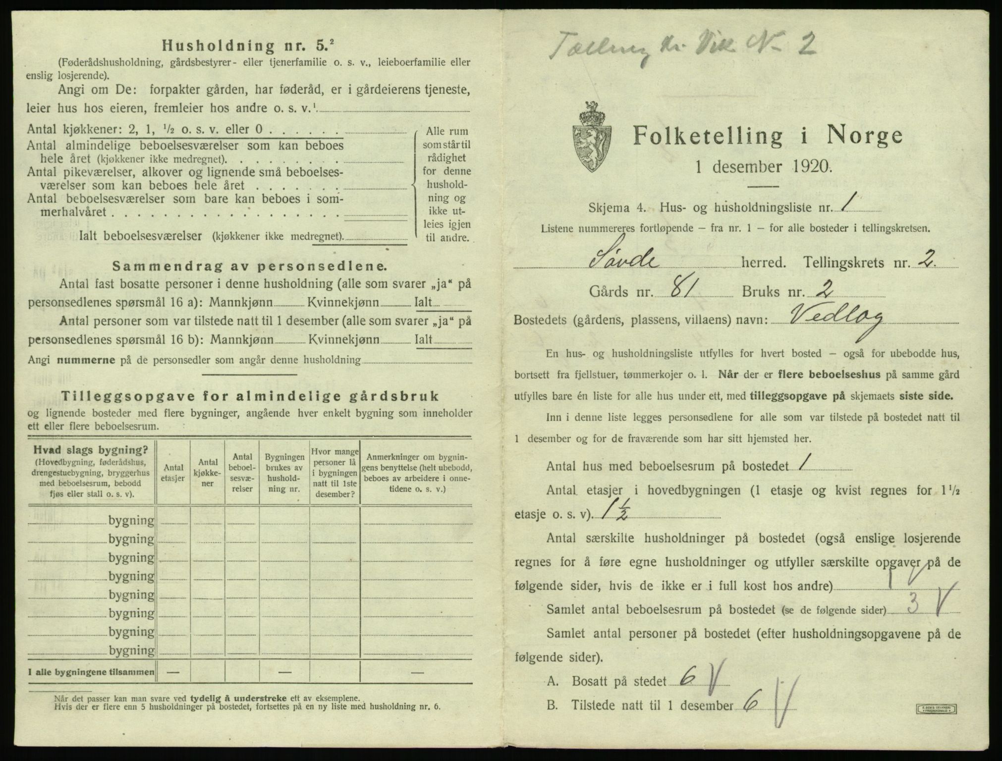 SAT, 1920 census for Syvde, 1920, p. 70